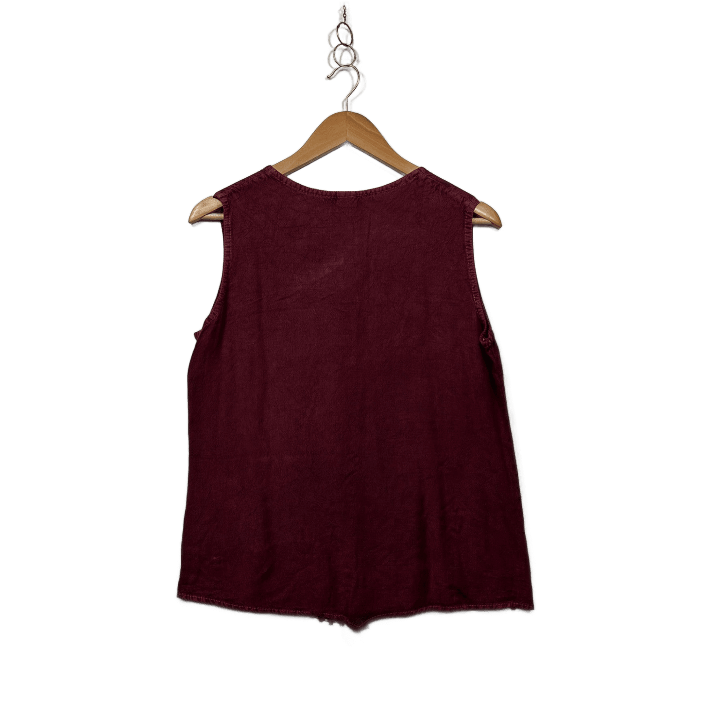 Boho Burgundy Sleeveless Embroidered Hippie Top Blouse Size 12-14