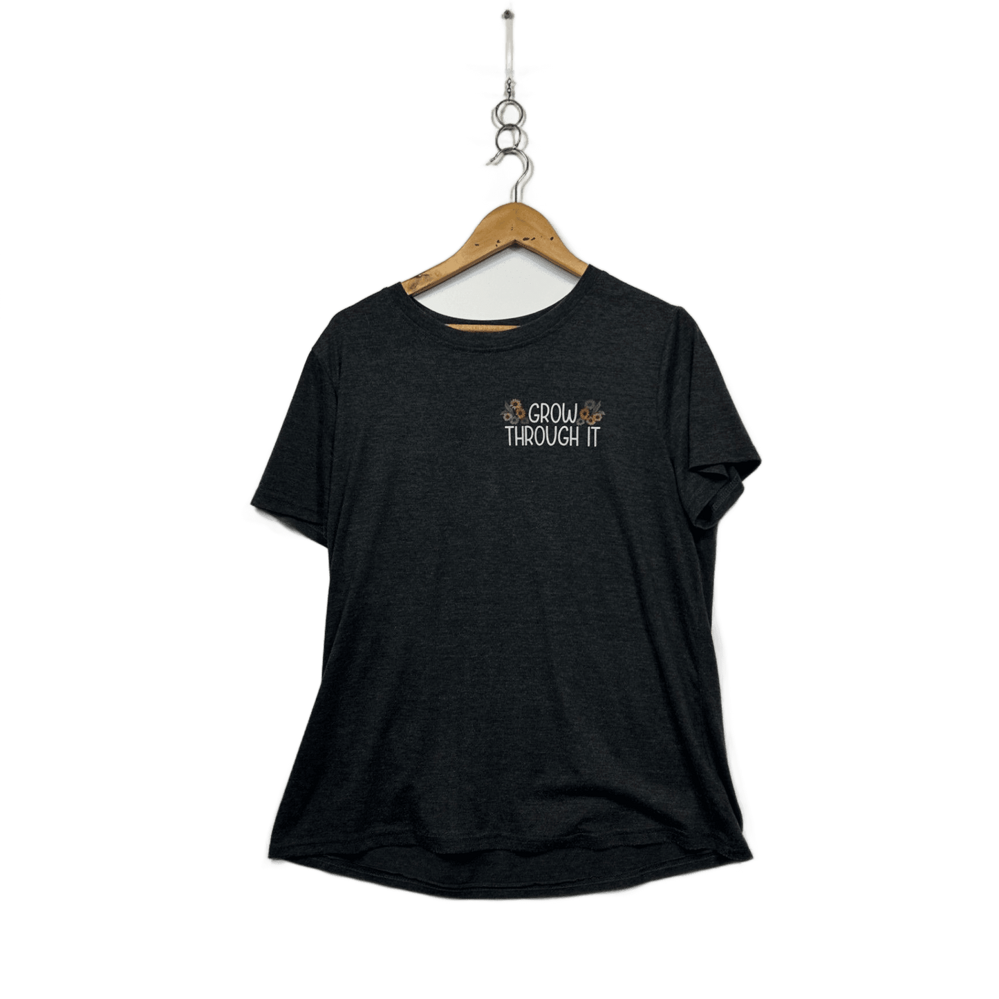 Womens Grey Cotton Blend Short Sleeve Casual T-shirt Size XL