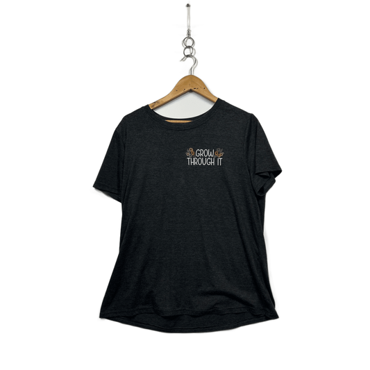 Womens Grey Cotton Blend Short Sleeve Casual T-shirt Size XL