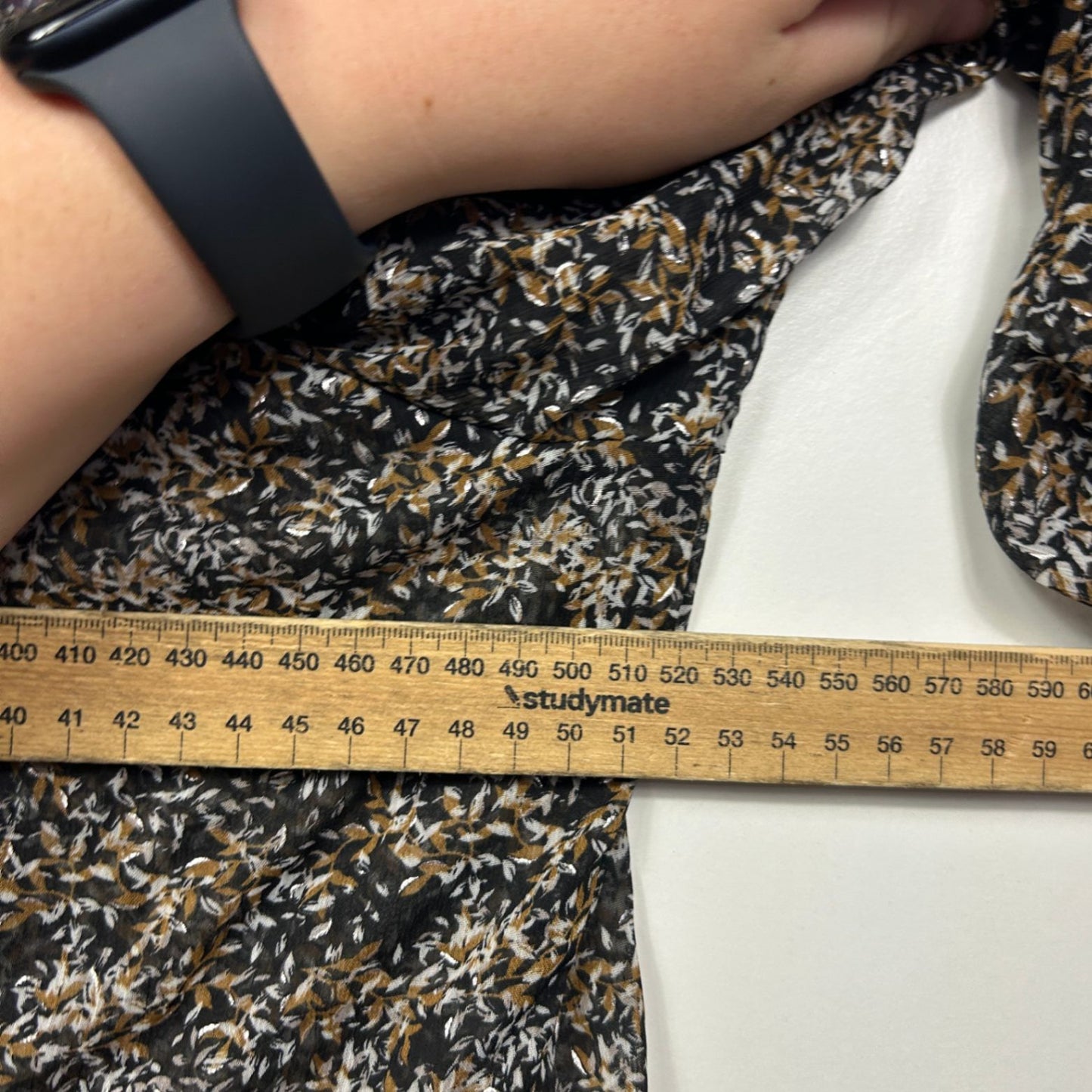 Liz Jordan Black Brown White Long Sleeve Top Blouse Size 14