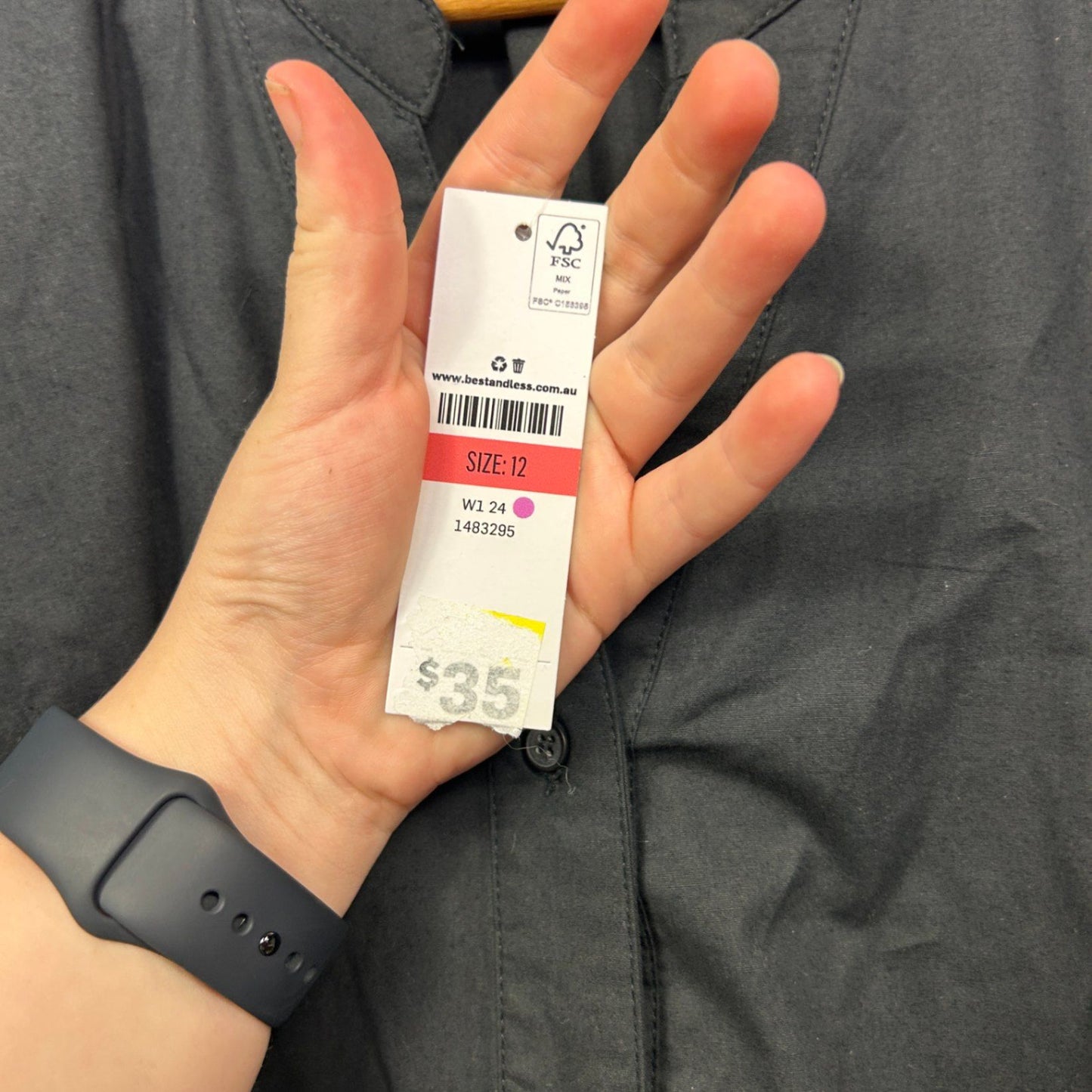 Edited Womens Black Cotton Long Sleeve Mini Shirt Dress Size 12