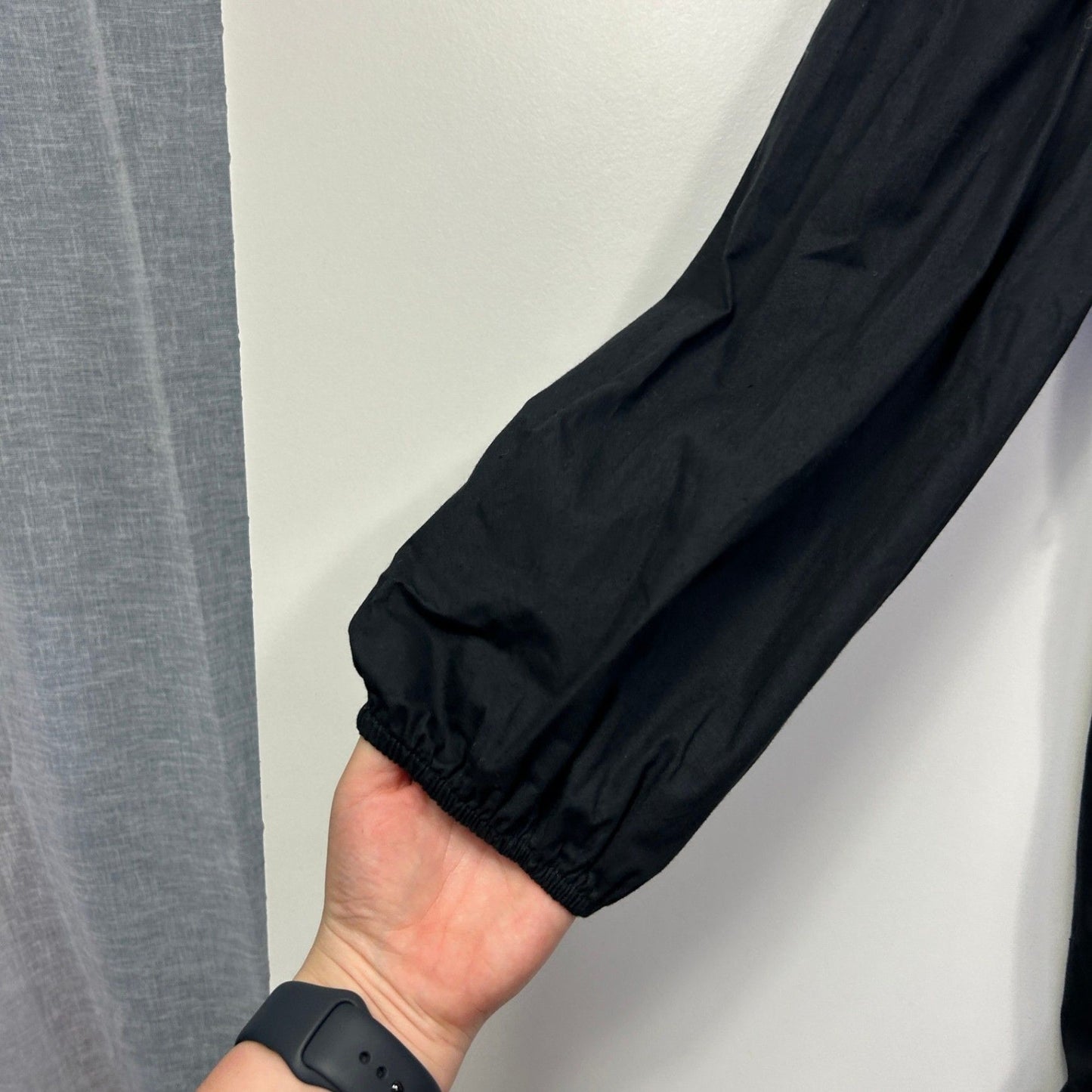 Edited Womens Black Cotton Long Sleeve Mini Shirt Dress Size 12