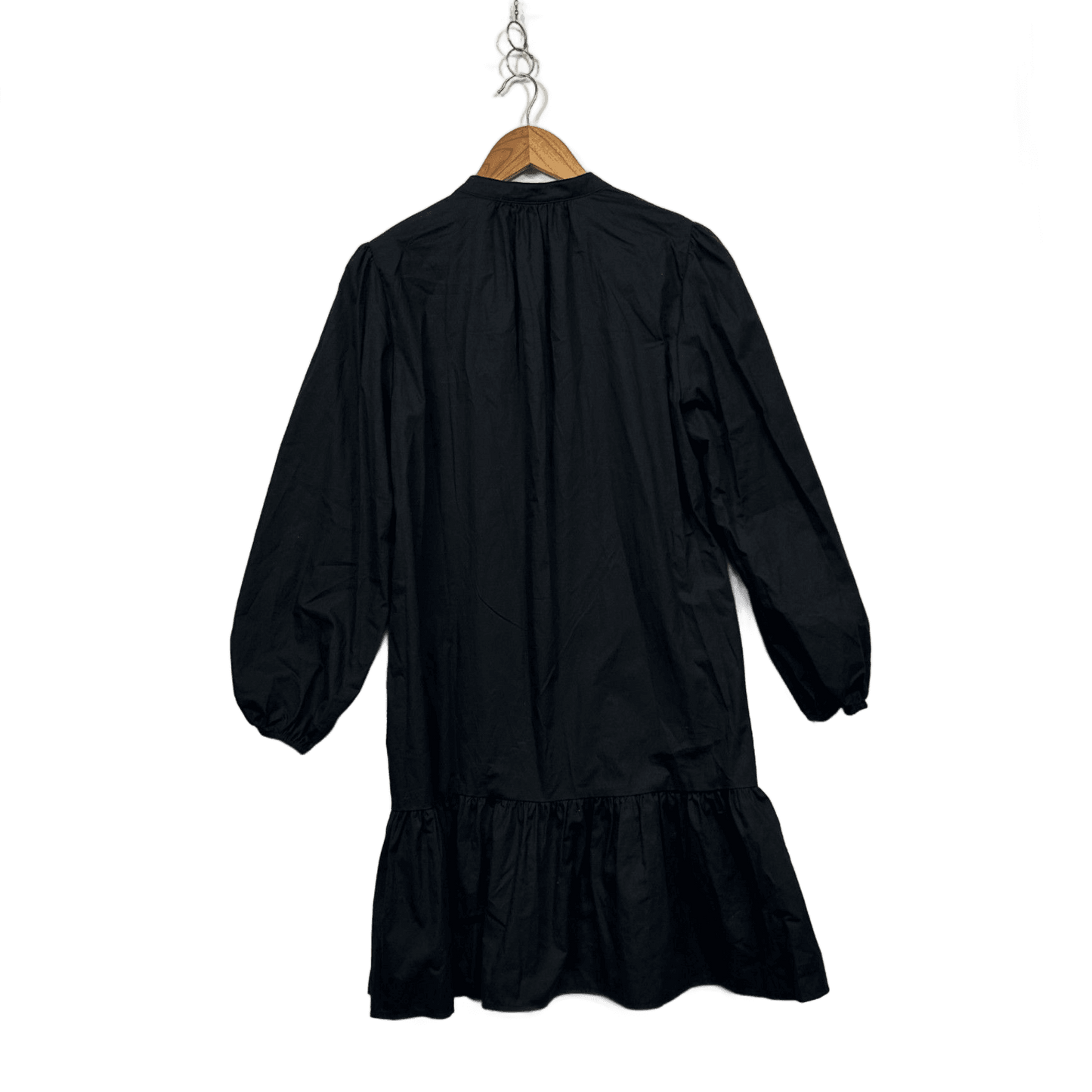 Edited Womens Black Cotton Long Sleeve Mini Shirt Dress Size 12