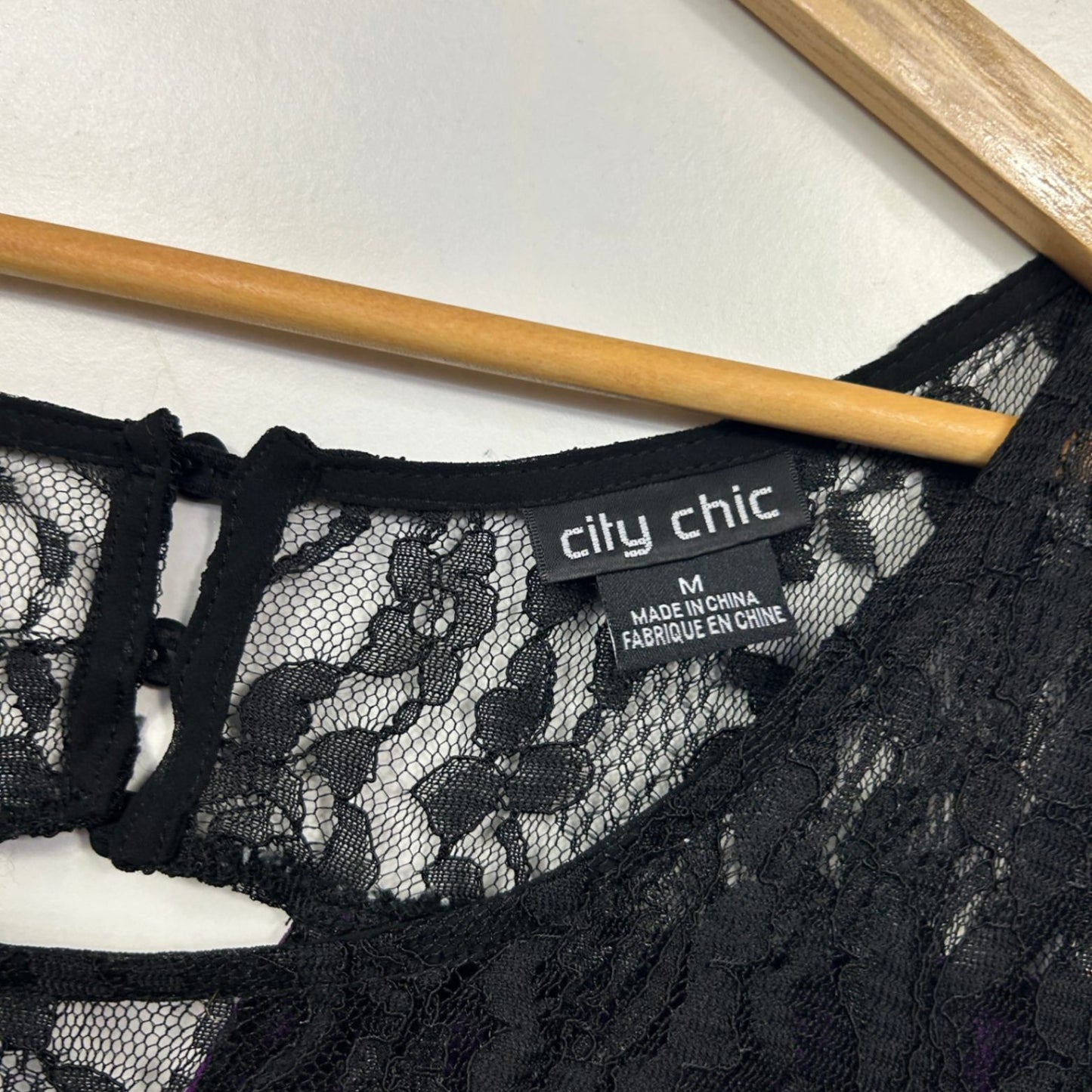 City Chic Dress Purple Black Lace Sleeveless Size 18 Medium Plus