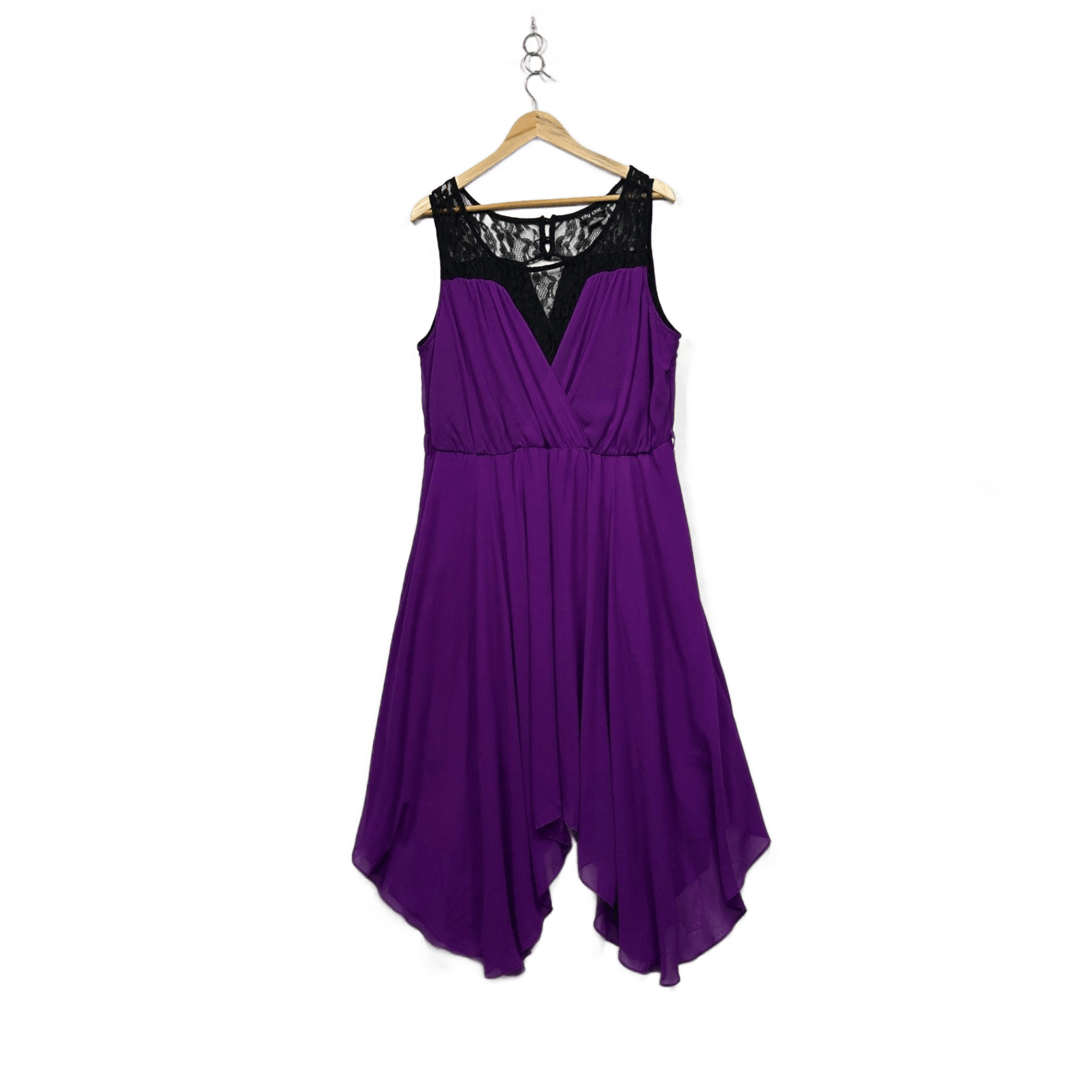 City Chic Dress Purple Black Lace Sleeveless Size 18 Medium Plus