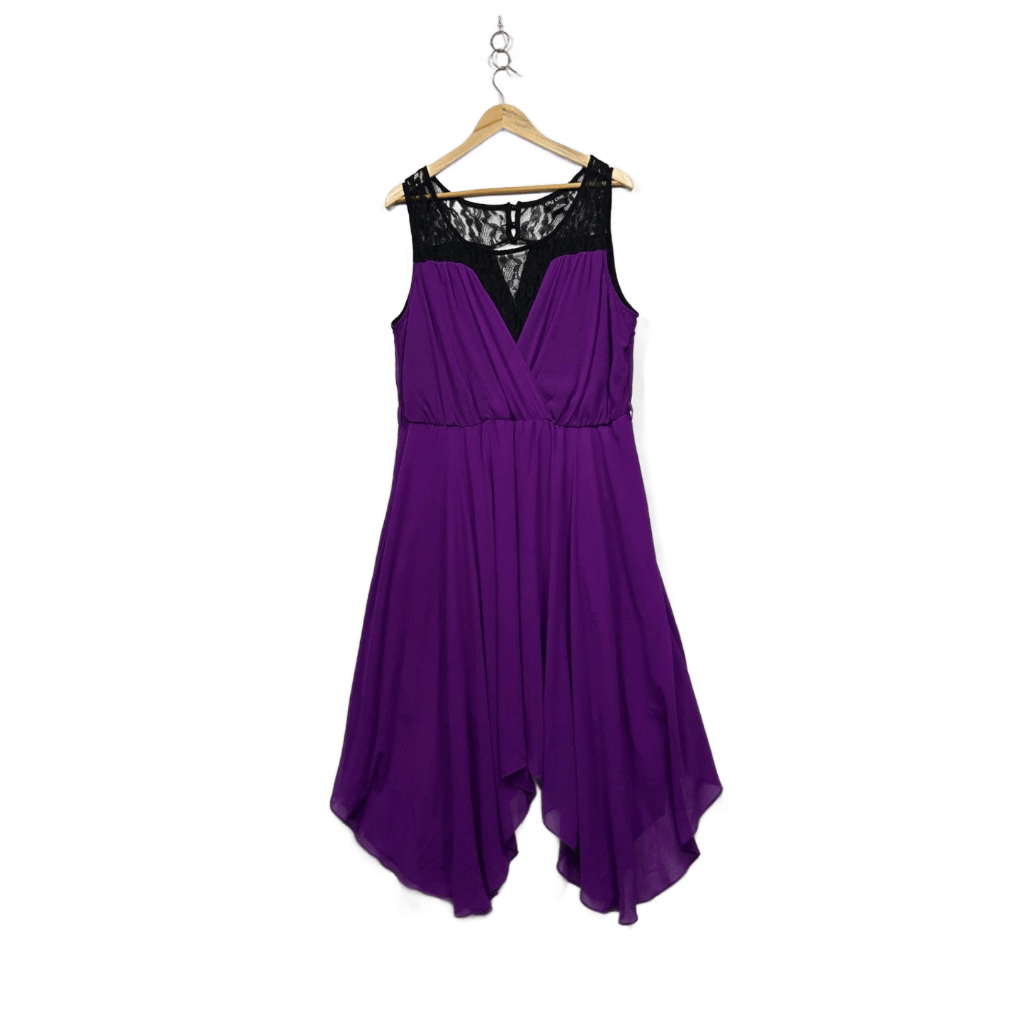 City Chic Dress Purple Black Lace Sleeveless Size 18 Medium Plus