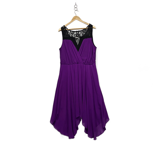 City Chic Dress Purple Black Lace Sleeveless Size 18 Medium Plus