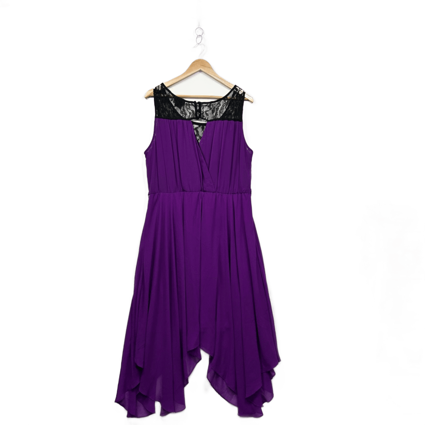 City Chic Dress Purple Black Lace Sleeveless Size 18 Medium Plus