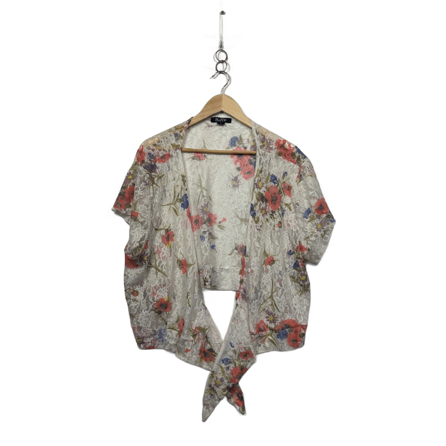Beme Womens  Multicoloured Open Front Floral Lace Kimono Top Cardigan Size XL