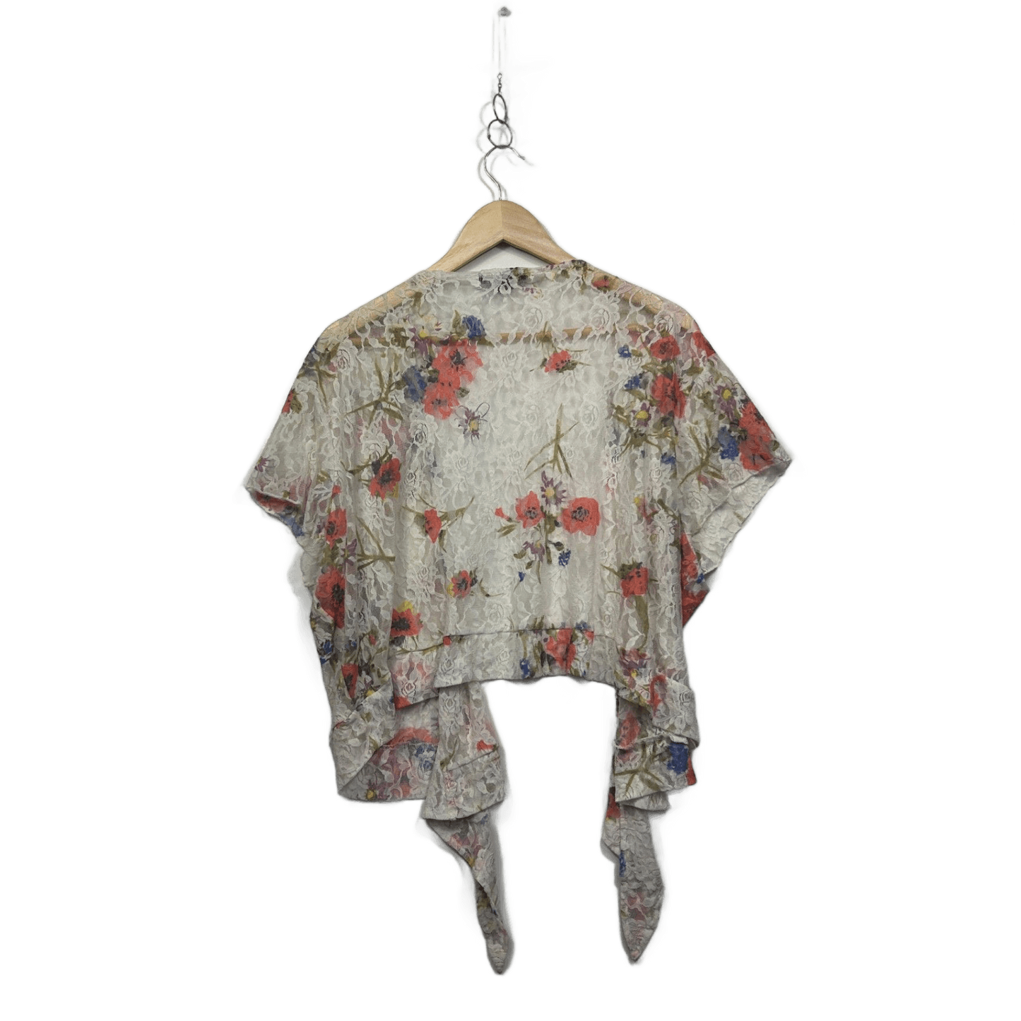 Beme Womens  Multicoloured Open Front Floral Lace Kimono Top Cardigan Size XL