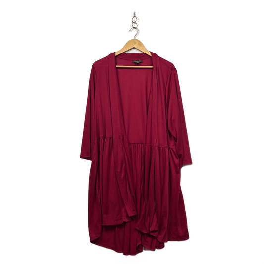 Autograph Womens Burgundy Long Sleeve Open Front Waterfall Cardigan Top Size 20