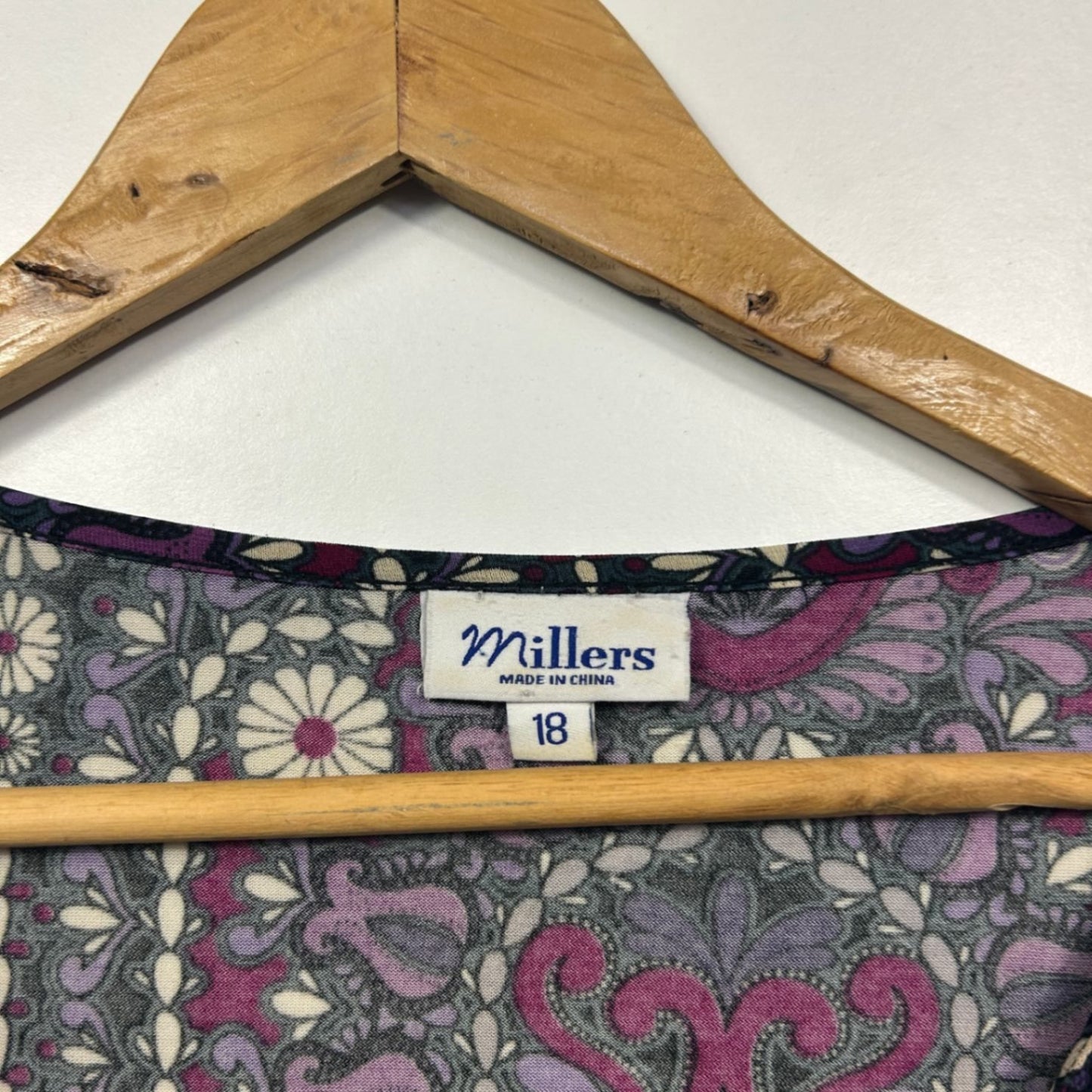 Millers Womens Purple Black 3/4 Sleeve Beaded Top Blouse Size 18