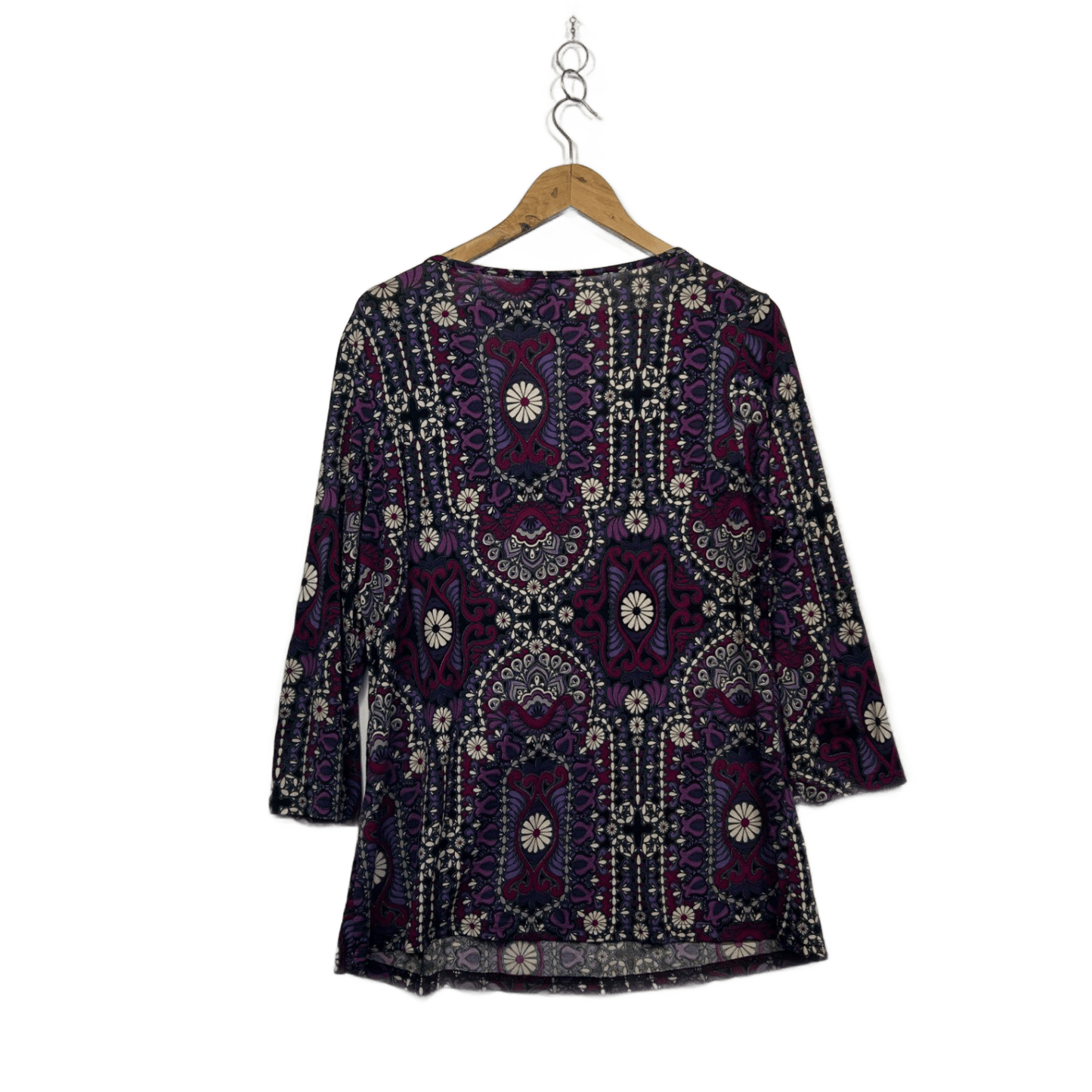 Millers Womens Purple Black 3/4 Sleeve Beaded Top Blouse Size 18