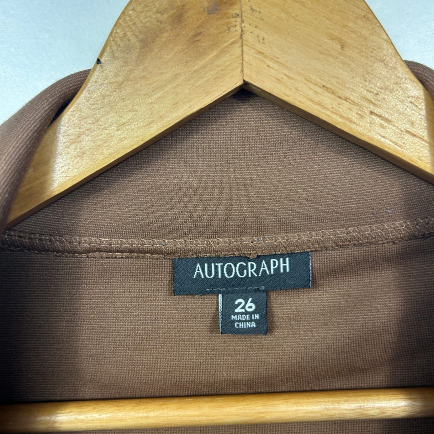 Autograph Brown Open Front Longline Jacket Pockets Size 26