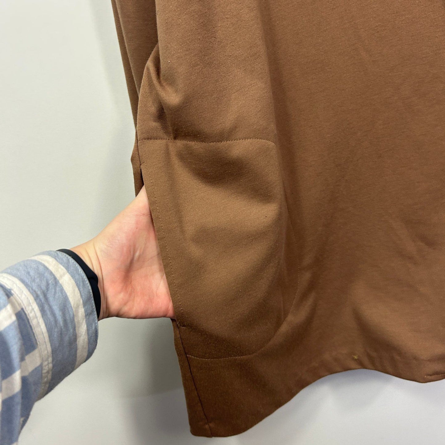 Autograph Brown Open Front Longline Jacket Pockets Size 26