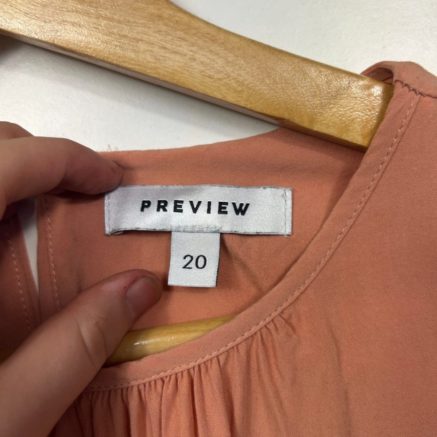 Preview Peach Viscose Short Sleeve Round Neck Ruffle Blouse Top Size 20