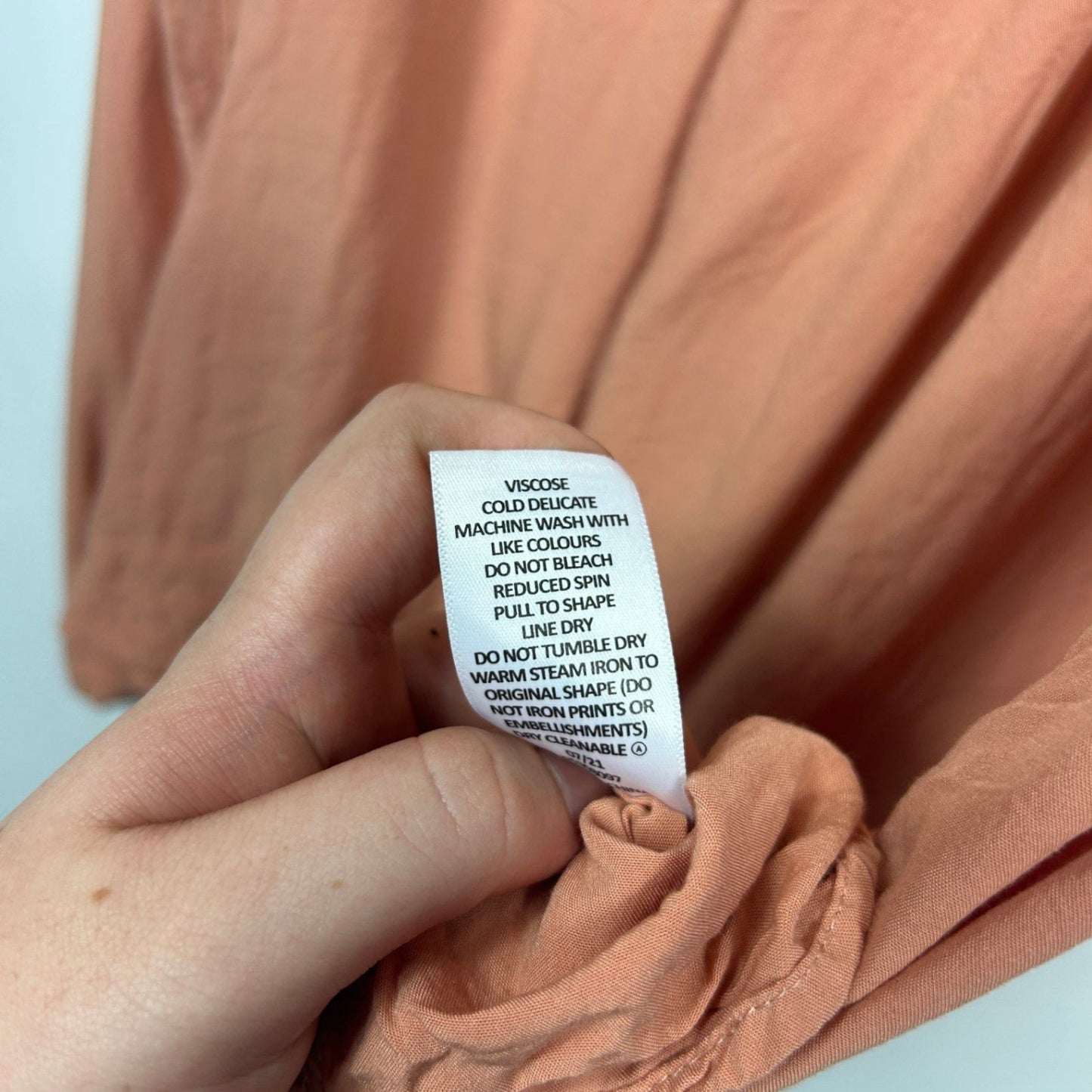 Preview Peach Viscose Short Sleeve Round Neck Ruffle Blouse Top Size 20