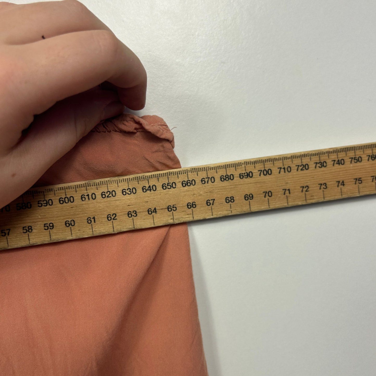 Preview Peach Viscose Short Sleeve Round Neck Ruffle Blouse Top Size 20