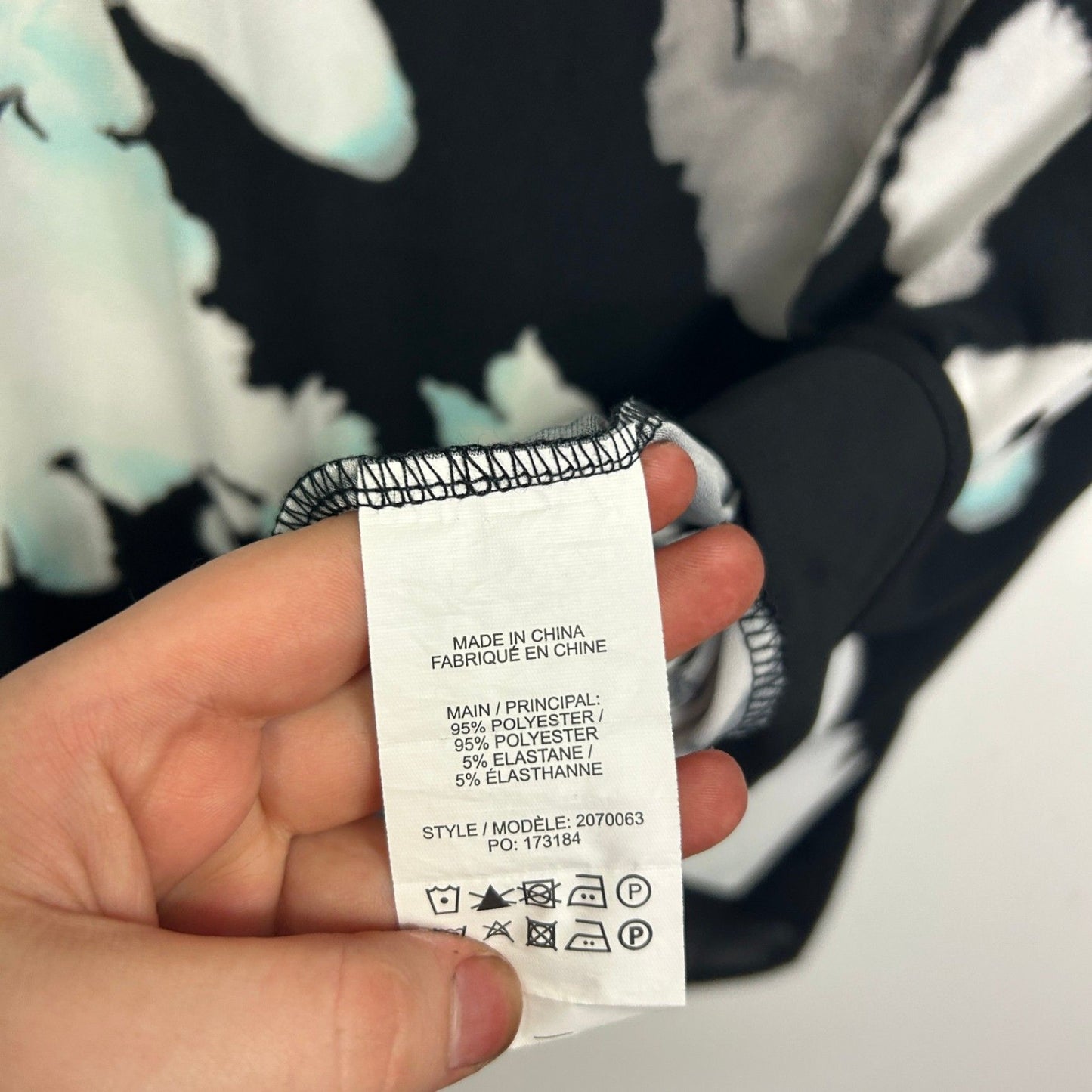 Rockmans Womens Black White Long Sleeve Floral V Neck Tunic Blouse Size 2XL