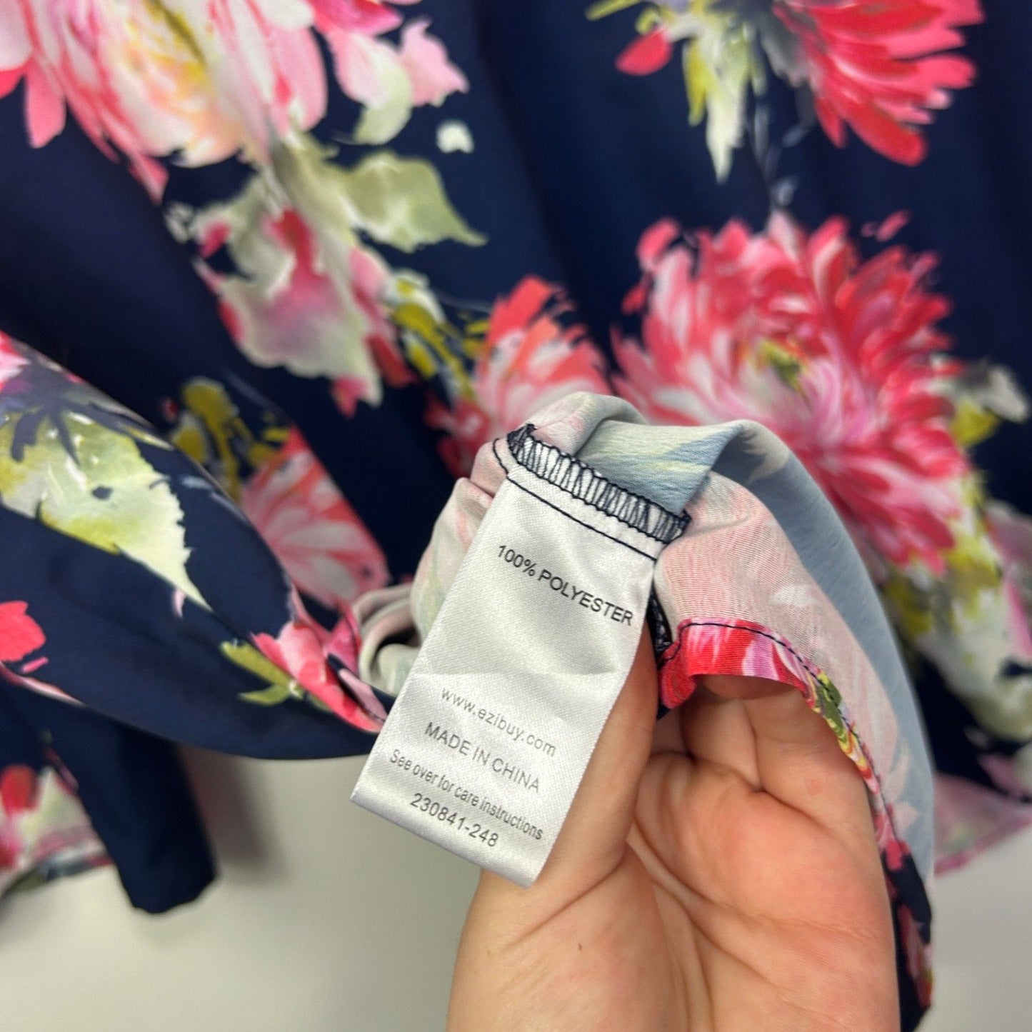 Sara Womens Navy Multicoloured Floral V Neck Tunic Top Blouse Size 24