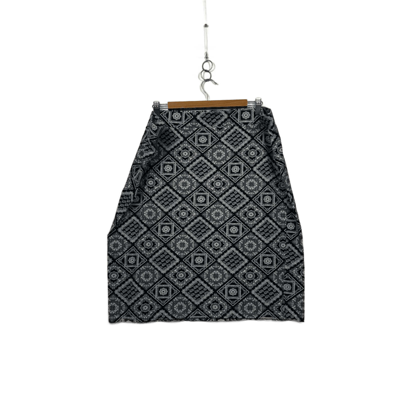 edited Womens Black White Cotton Elastane Pull On Stretch Pencil Skirt Size 22