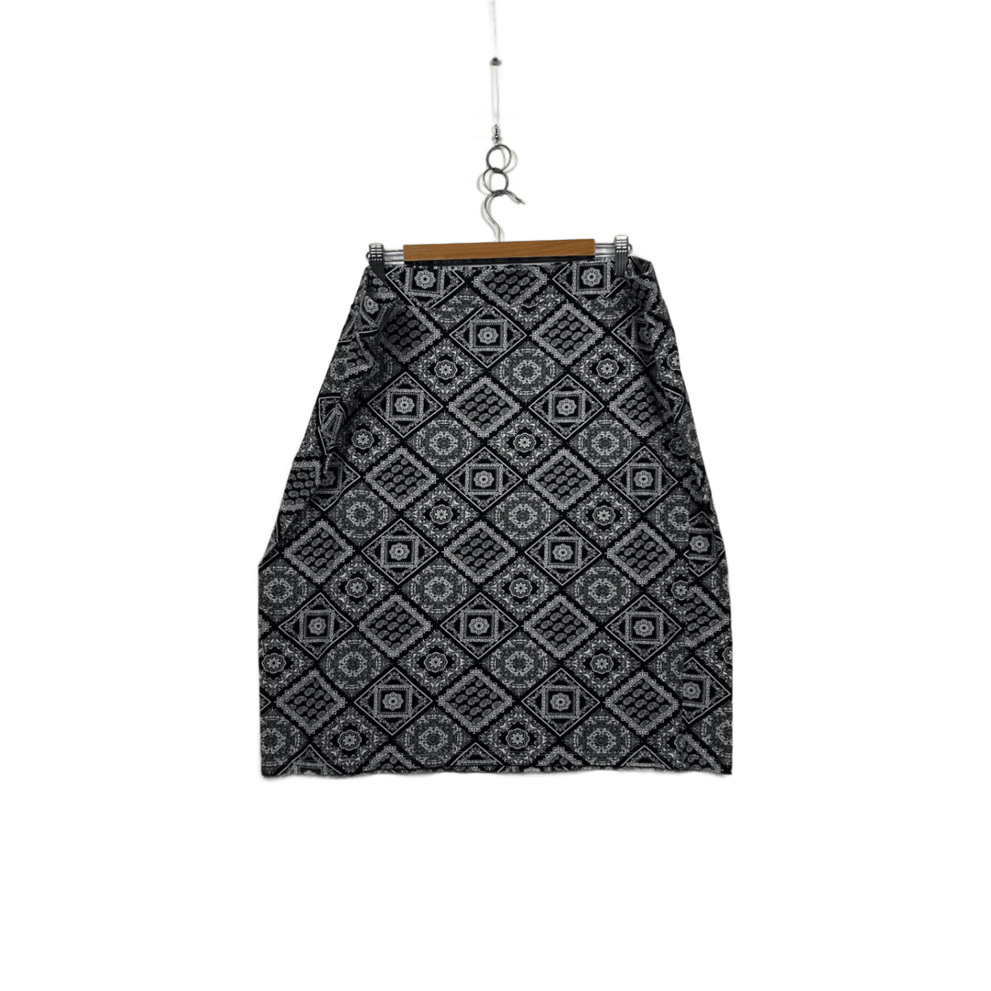 edited Womens Black White Cotton Elastane Pull On Stretch Pencil Skirt Size 22