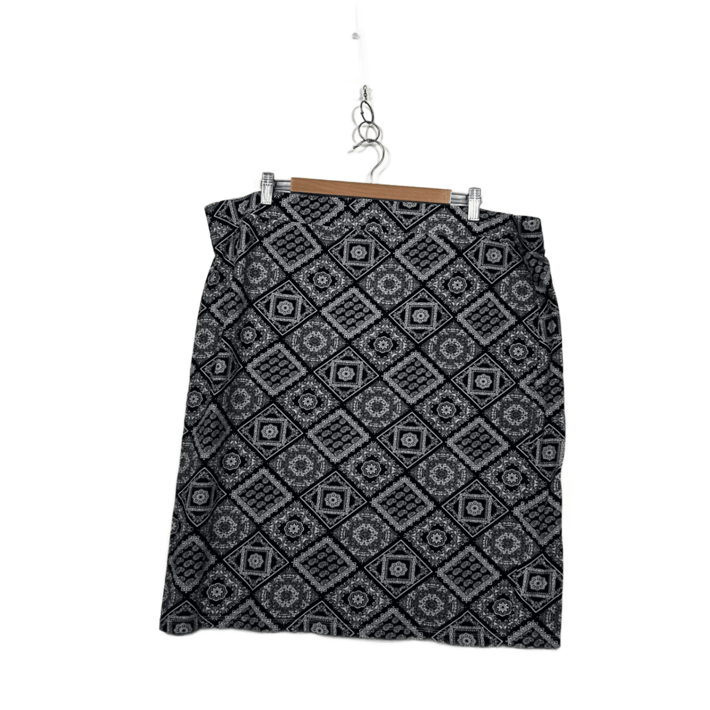 edited Womens Black White Cotton Elastane Pull On Stretch Pencil Skirt Size 22