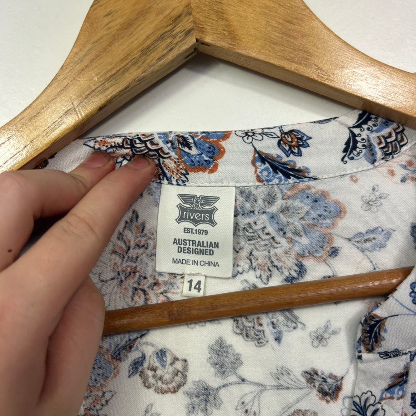 Rivers White Multicoloured Floral Top Blouse Size 14