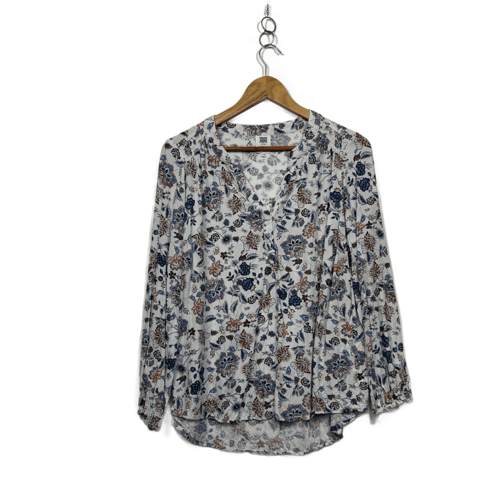 Rivers White Multicoloured Floral Top Blouse Size 14