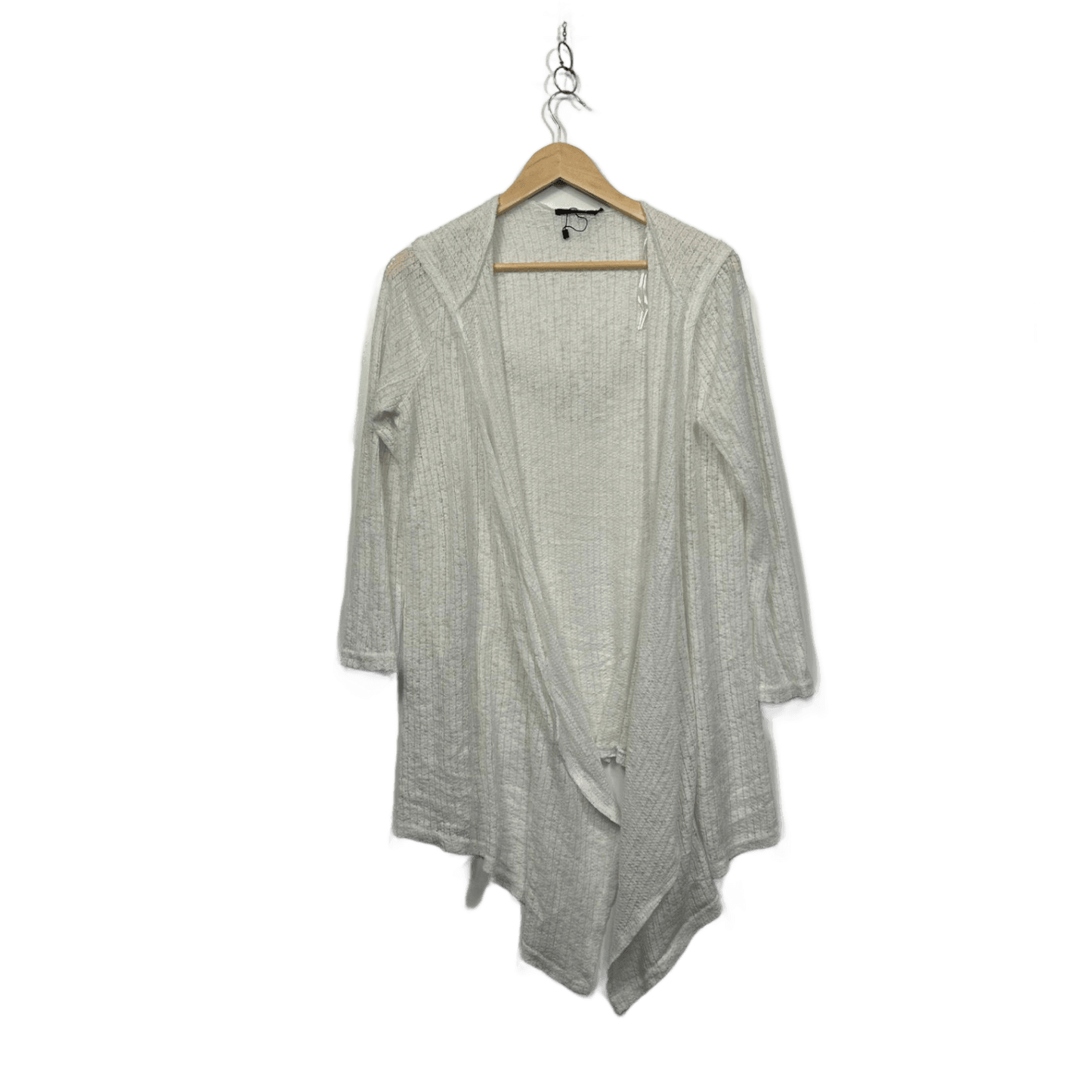 Miss Valley White Long Sleeve Open Front Drape Cardigan Size L