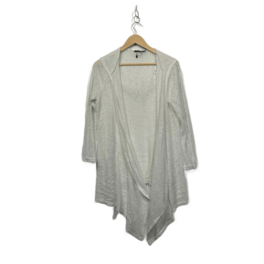 Miss Valley White Long Sleeve Open Front Drape Cardigan Size L