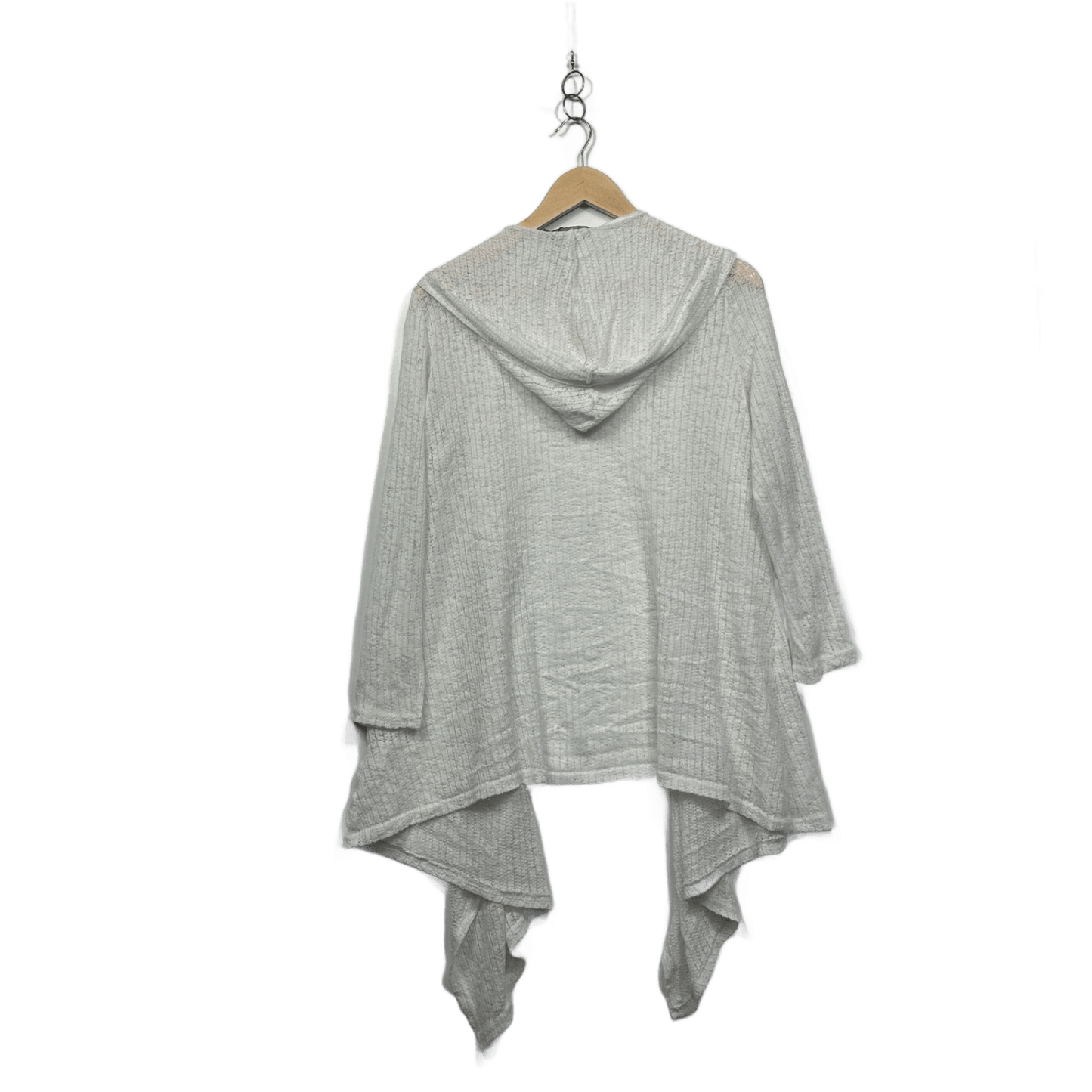 Miss Valley White Long Sleeve Open Front Drape Cardigan Size L