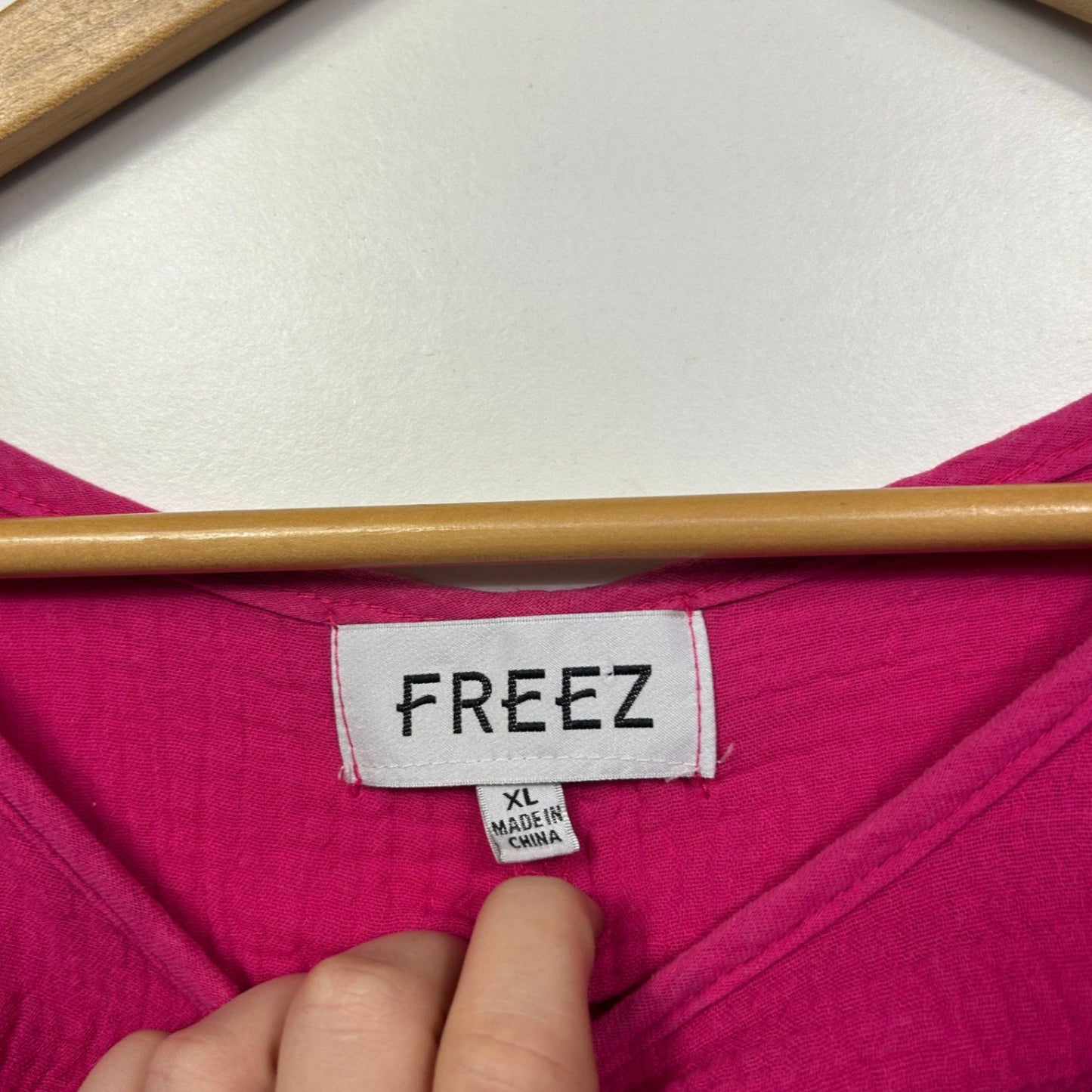 Freez Womens Pink Cotton Short Sleeve Round Neck Boxy Top Blouse Size XL