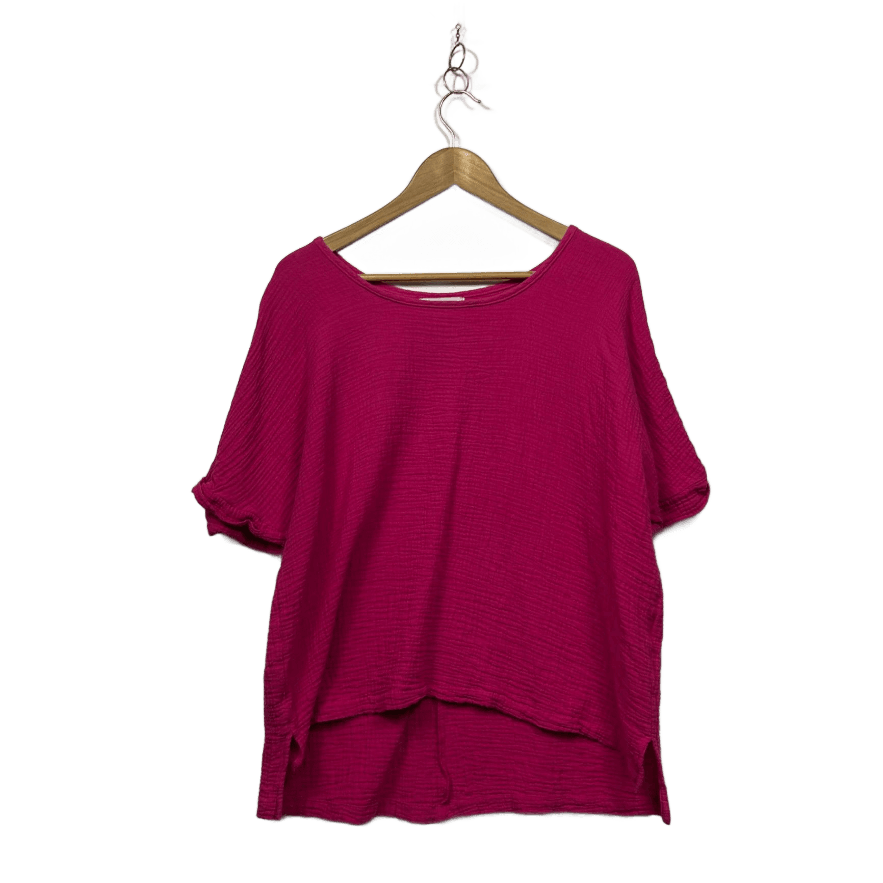 Freez Womens Pink Cotton Short Sleeve Round Neck Boxy Top Blouse Size XL