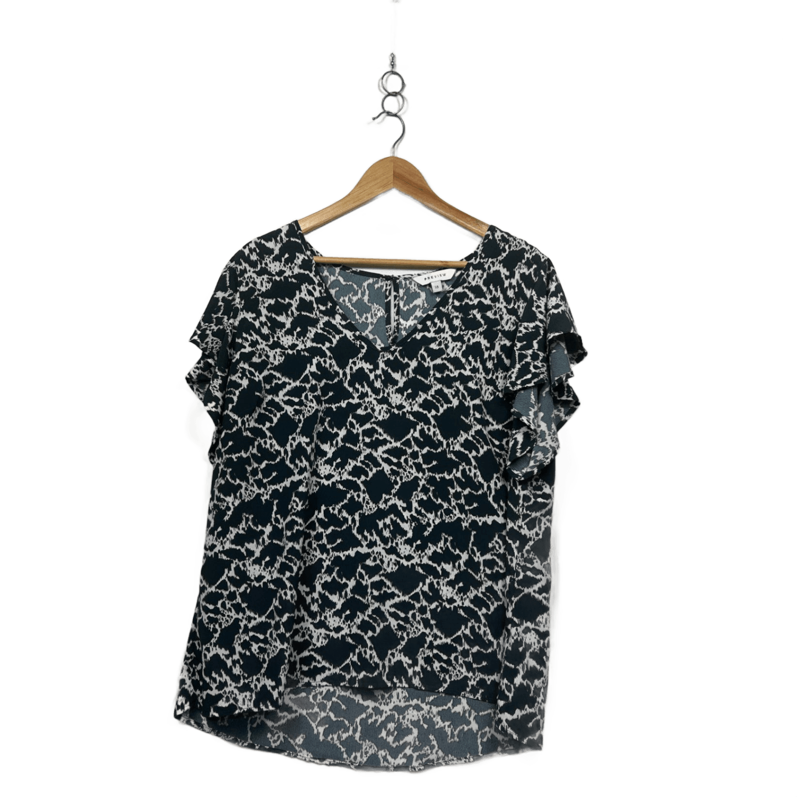 Preview Womens Black White Short Sleeve Top Blouse Size 18