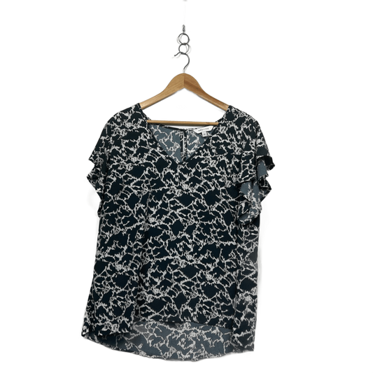 Preview Womens Black White Short Sleeve Top Blouse Size 18