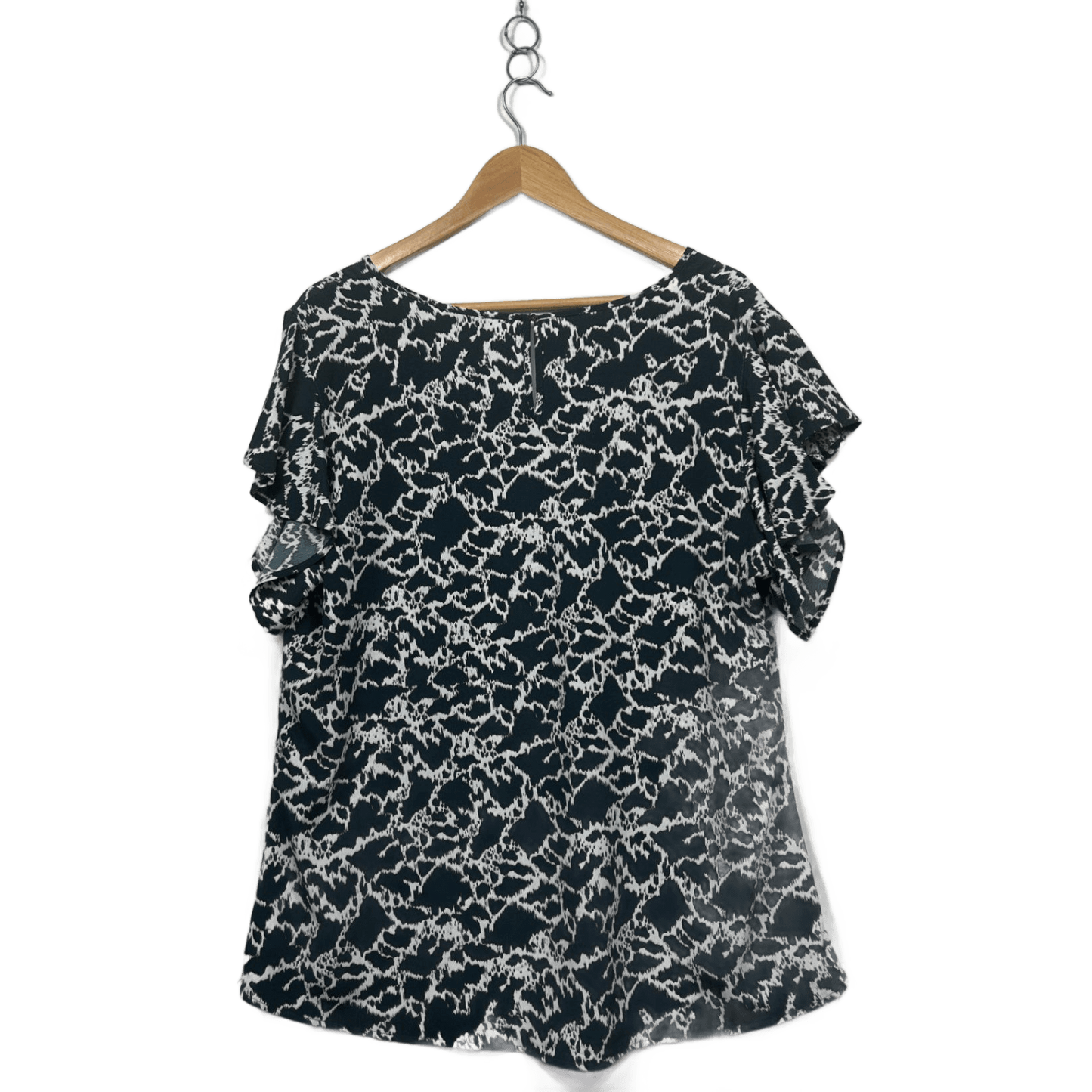 Preview Womens Black White Short Sleeve Top Blouse Size 18