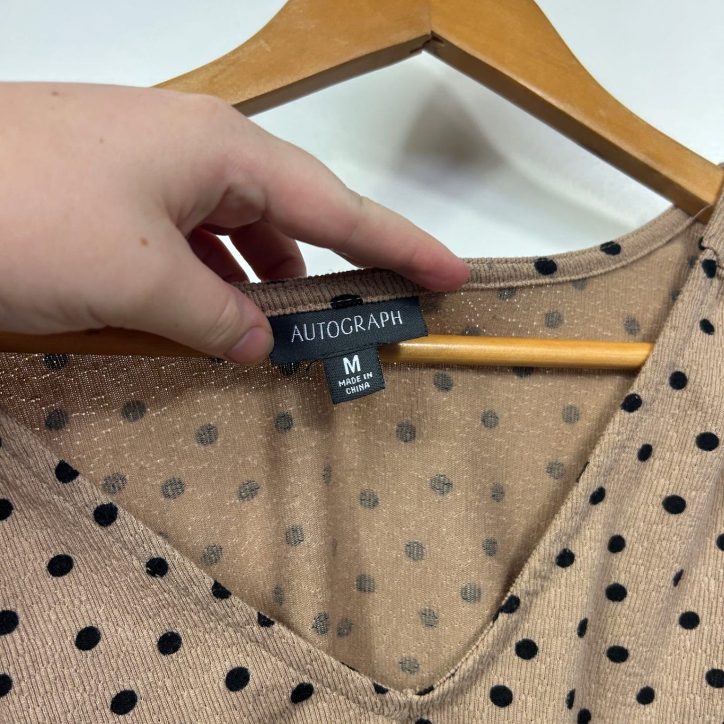 Autograph Tan Black Polka Dot Top - Size 18