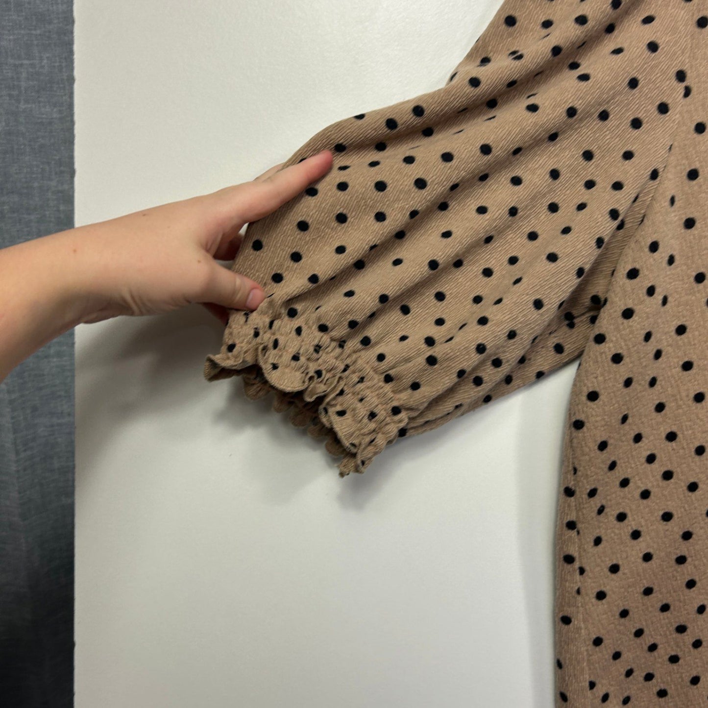 Autograph Tan Black Polka Dot Top - Size 18