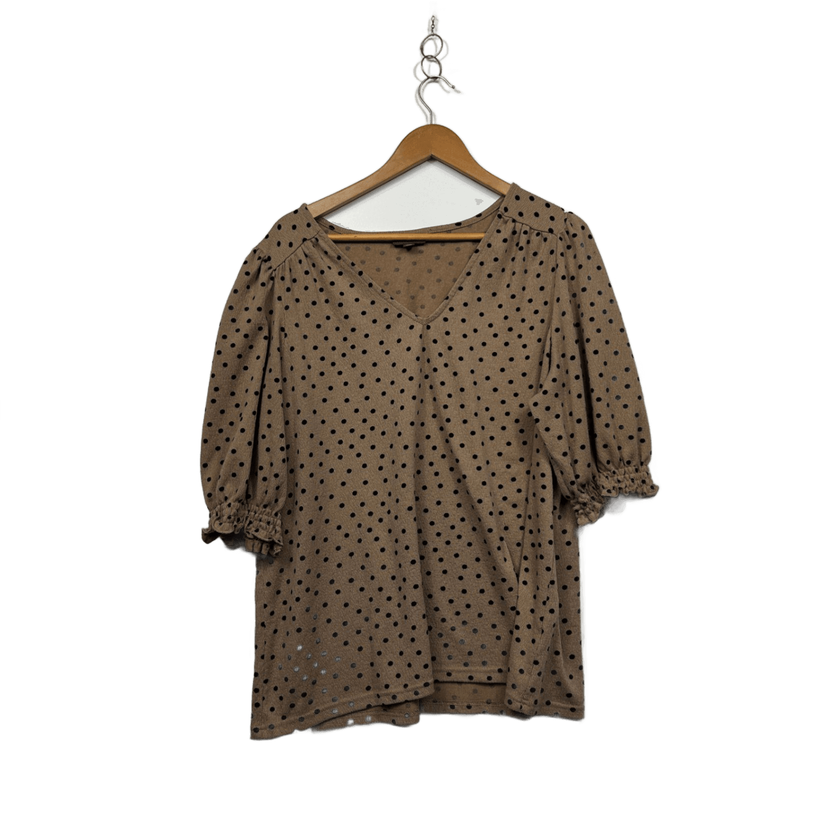 Autograph Tan Black Polka Dot Top - Size 18