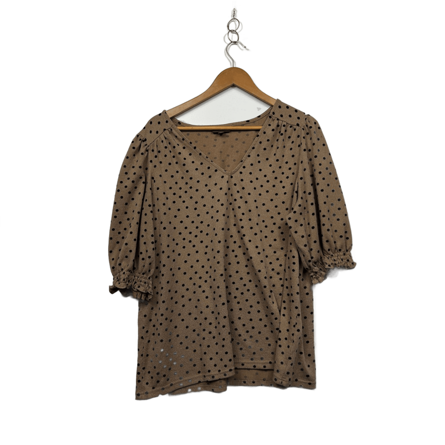 Autograph Tan Black Polka Dot Top - Size 18