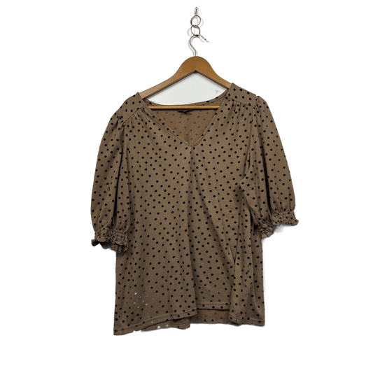 Autograph Tan Black Polka Dot Top - Size 18