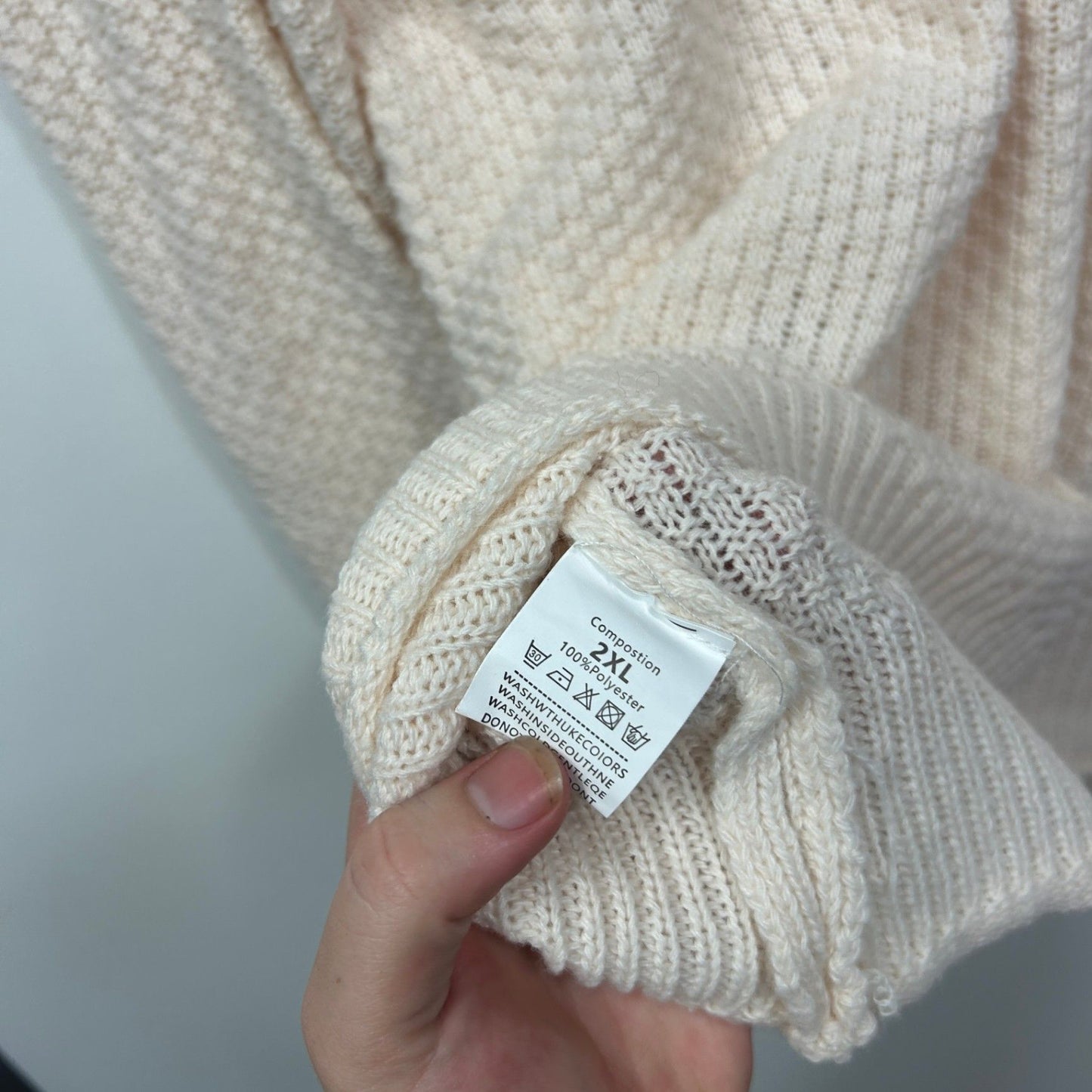 Womens Cream V Neck Long Sleeve Knit Jumper Cardigan Size 2XL