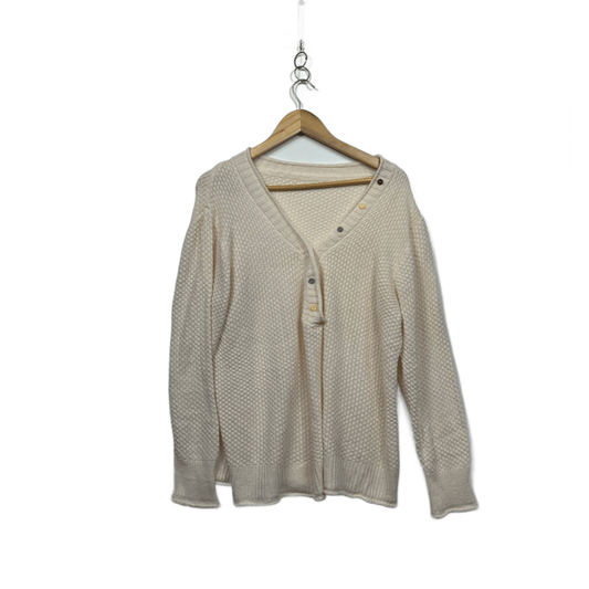 Womens Cream V Neck Long Sleeve Knit Jumper Cardigan Size 2XL