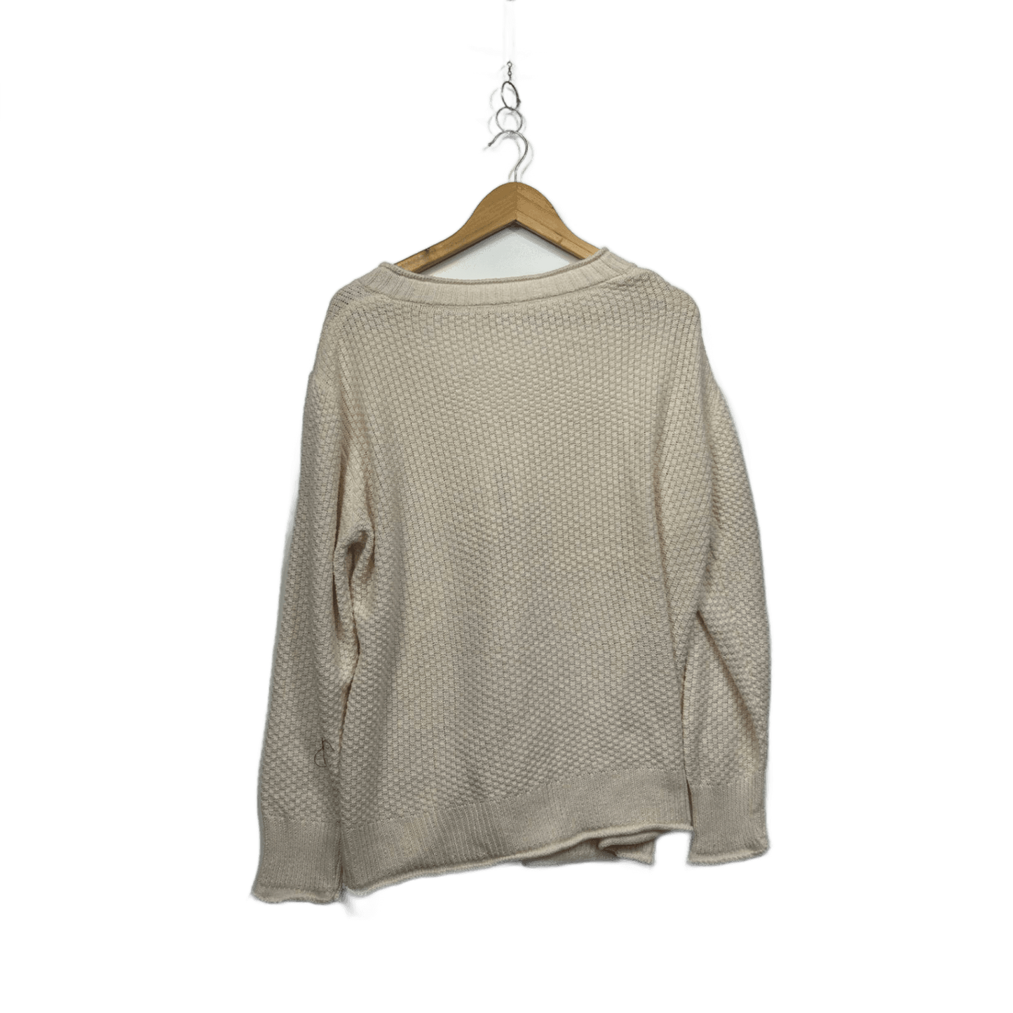 Womens Cream V Neck Long Sleeve Knit Jumper Cardigan Size 2XL