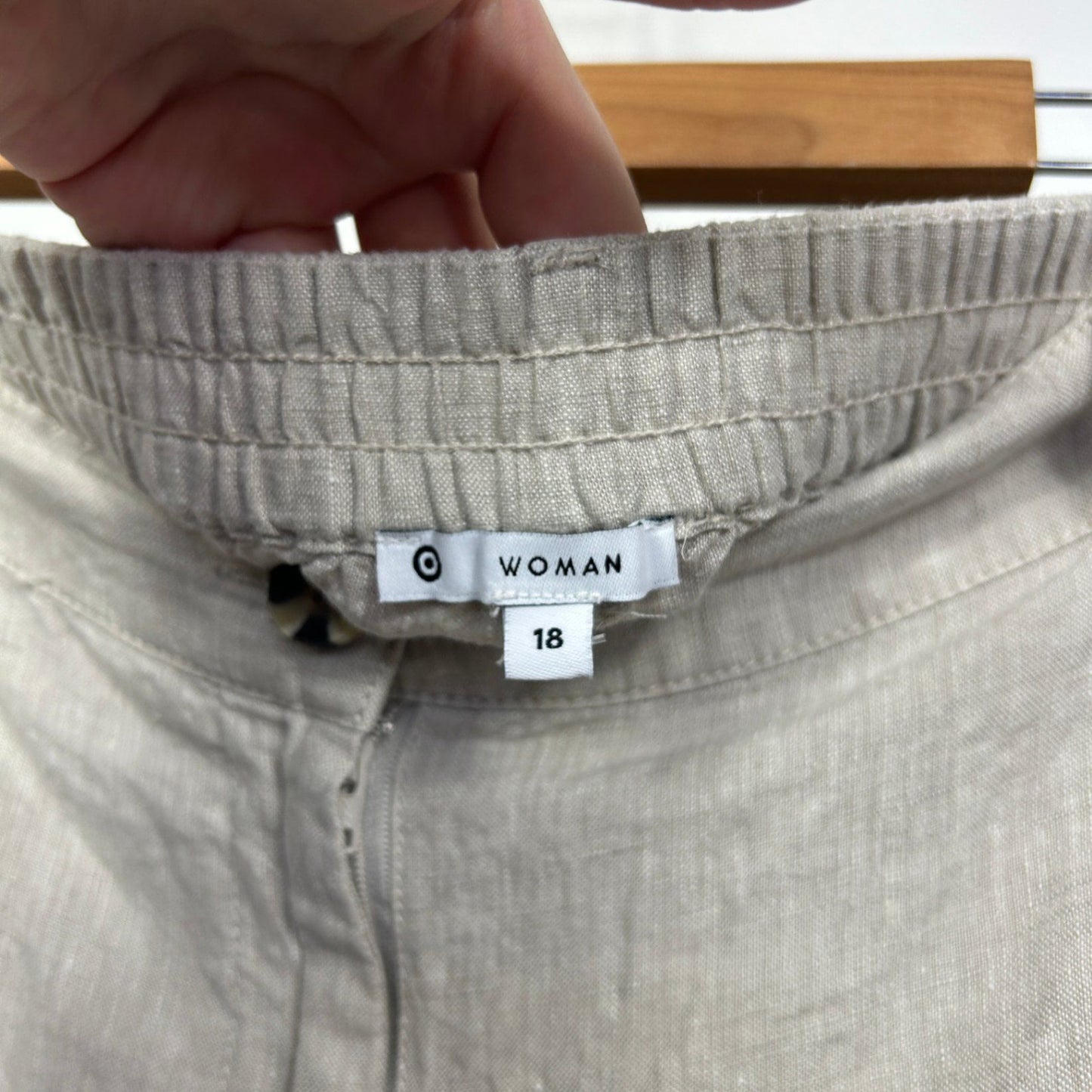 Target Woman Linen Blend Grey Pockets Cargo Pants Trousers Size 18