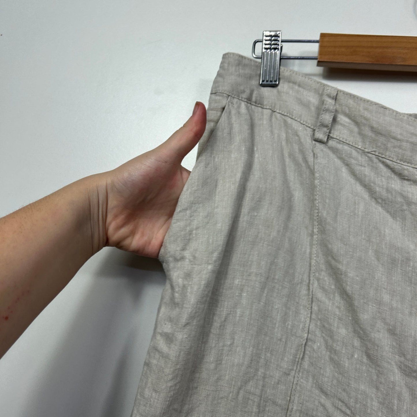 Target Woman Linen Blend Grey Pockets Cargo Pants Trousers Size 18