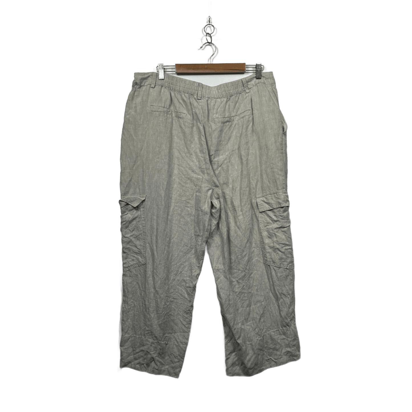Target Woman Linen Blend Grey Pockets Cargo Pants Trousers Size 18