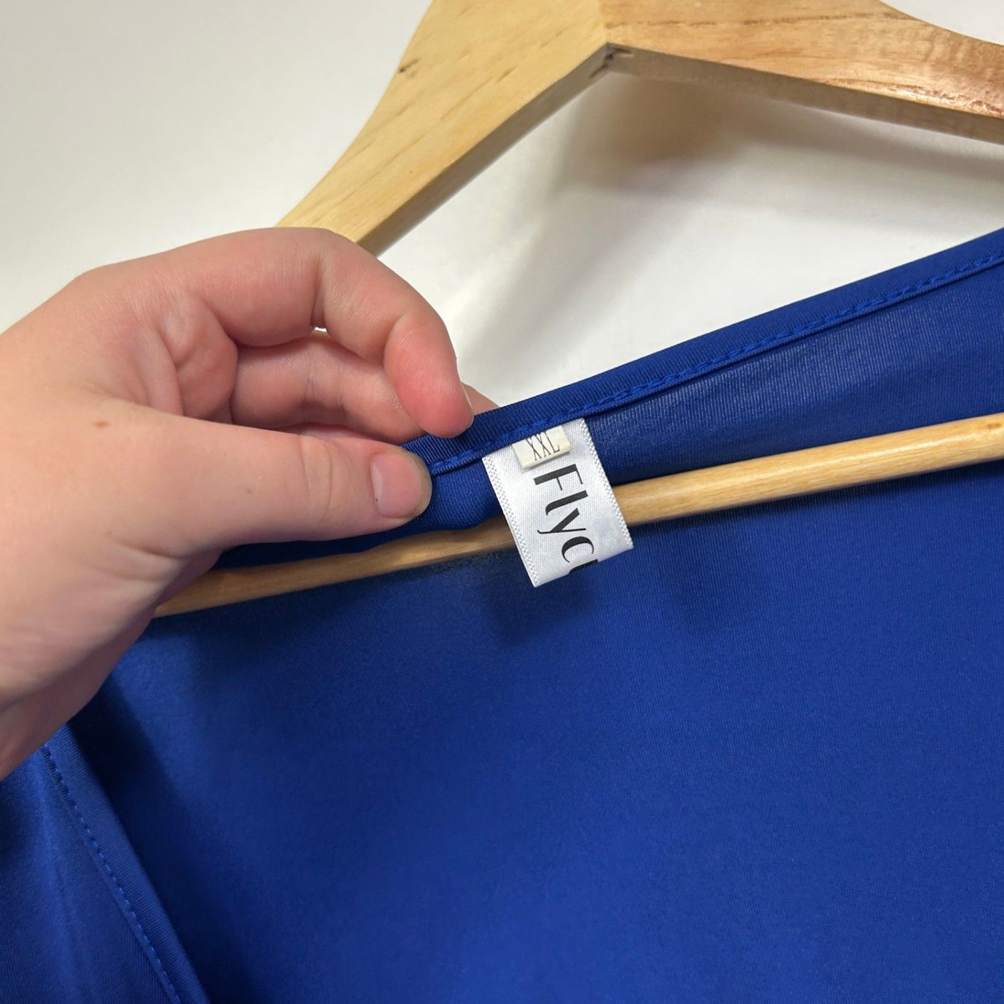 Flycurvy Womens Royal Blue Short Sleeve Drape Front Top Blouse Size 2XL