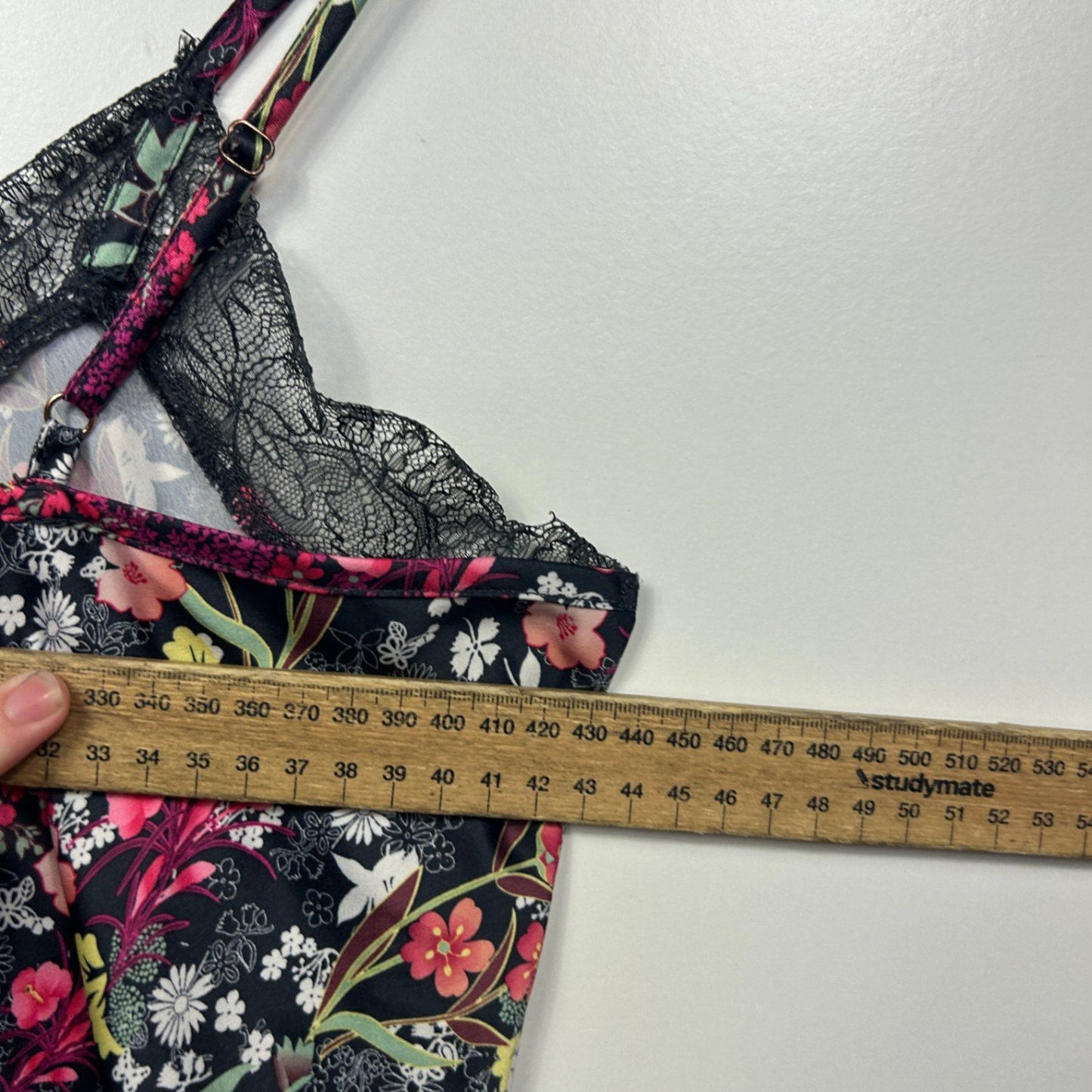 Bras & Things Nightdress Size 14 Womens Floral Black Lace Trim